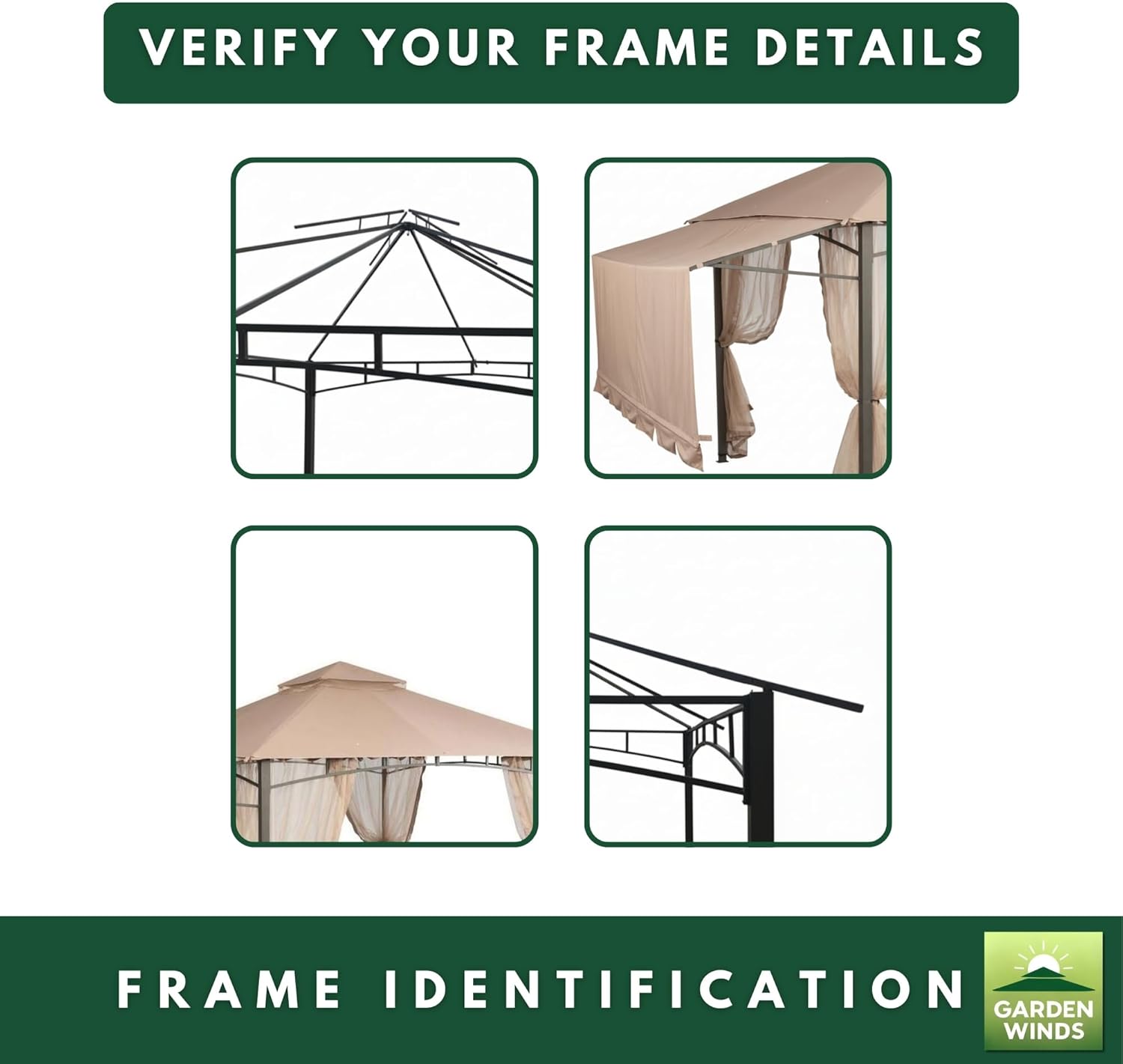 Garden Winds Durable 350 Replacement Canopy Top Compatible with Garden House 10’ x 10’ Gazebo Model 5SGZ14051010NN - Beige