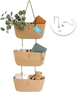 OrganiHaus Over the Door Hanging Basket for Organizing, 3-Tier Hanging W...
