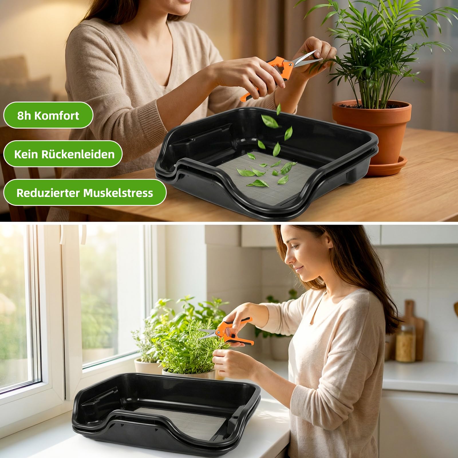 Trimming Tray Set Professional, Trimmschale mit 150 Mikron Pollensieb, Extra Tiefe Trim Bin Ergonomisch & Trimmschale, 2 Präzisionsscheren, Bürste & Lupe, 51 x 40 x 16cm