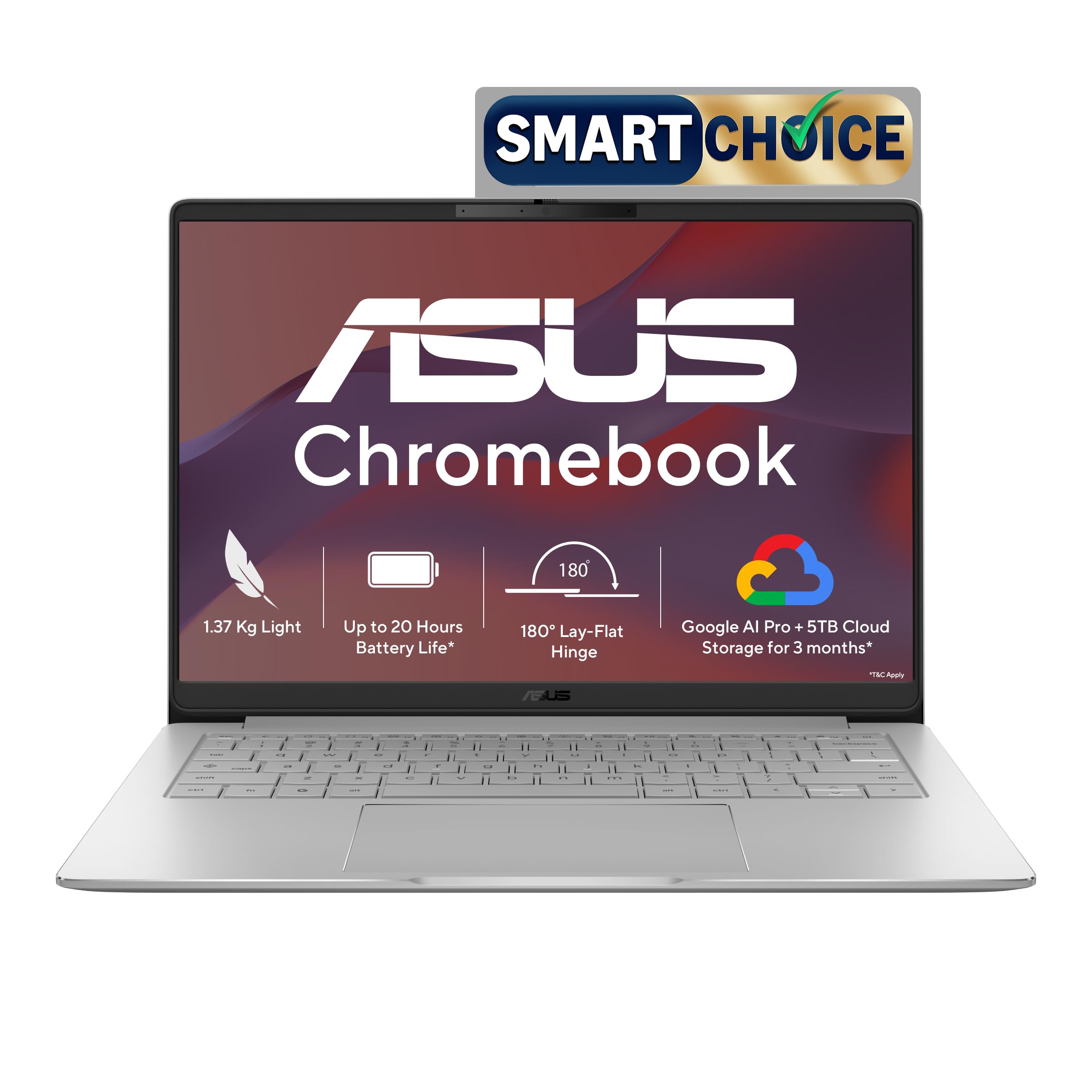 ASUS Chromebook CM1405 (2026), Smartchoice, MediaTek Kompanio 540 Processor, 4GB RAM, 64GB SSD, FHD, 14"(35.5 cm), 60Hz, Chrome OS, Pure Grey, 1.37 Kg, CM1405CM4A-S60034, Thin & Light Laptop-image-47