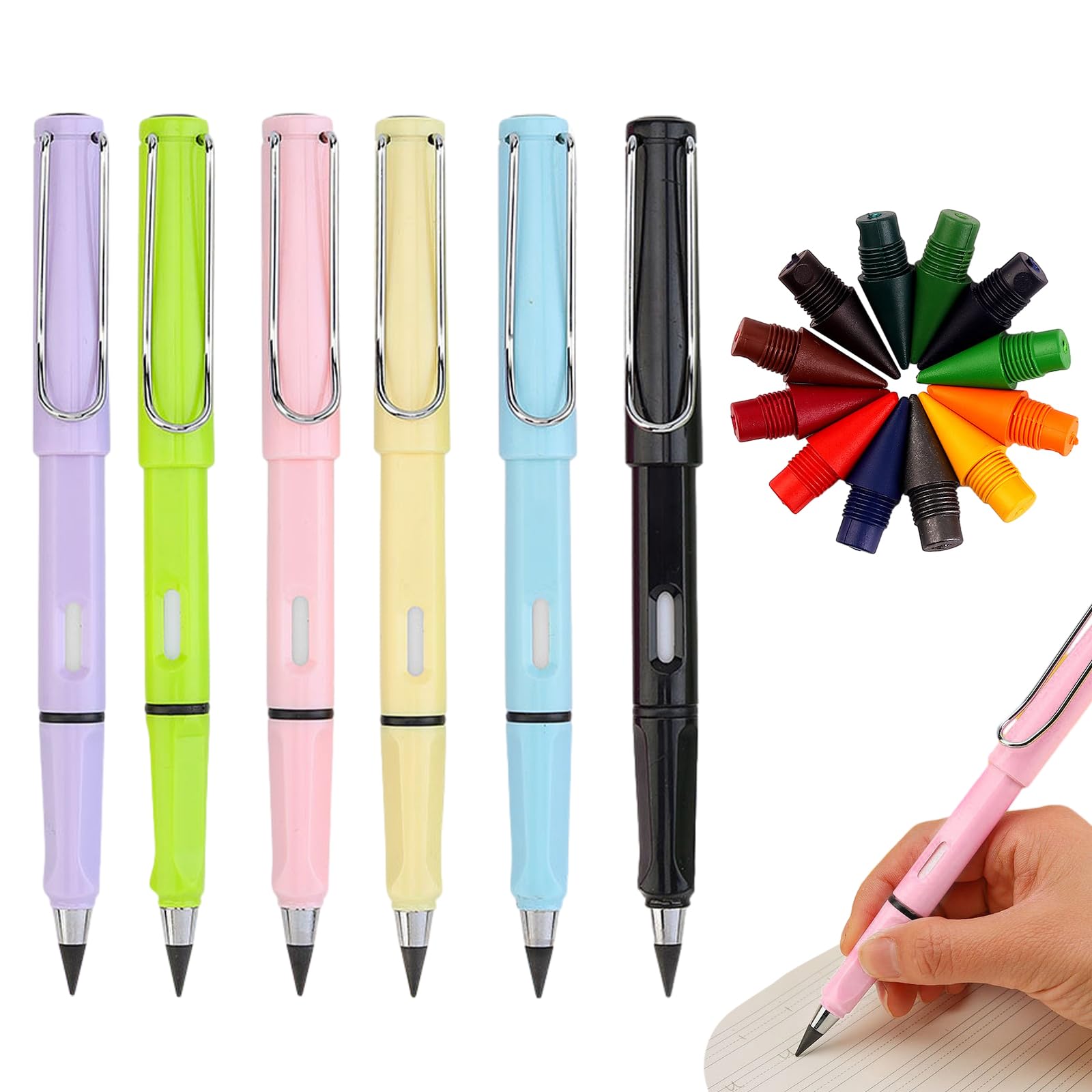 DALAETUS 18 Piezas Lapiz Infinito Set, Bolígrafo Sin Tinta con Cabezales Reemplazables, Lapiz Eternos Escribir Dibujar Hogar Oficina Escuela Dibujo de Artista Estudiante Regalo Niños
