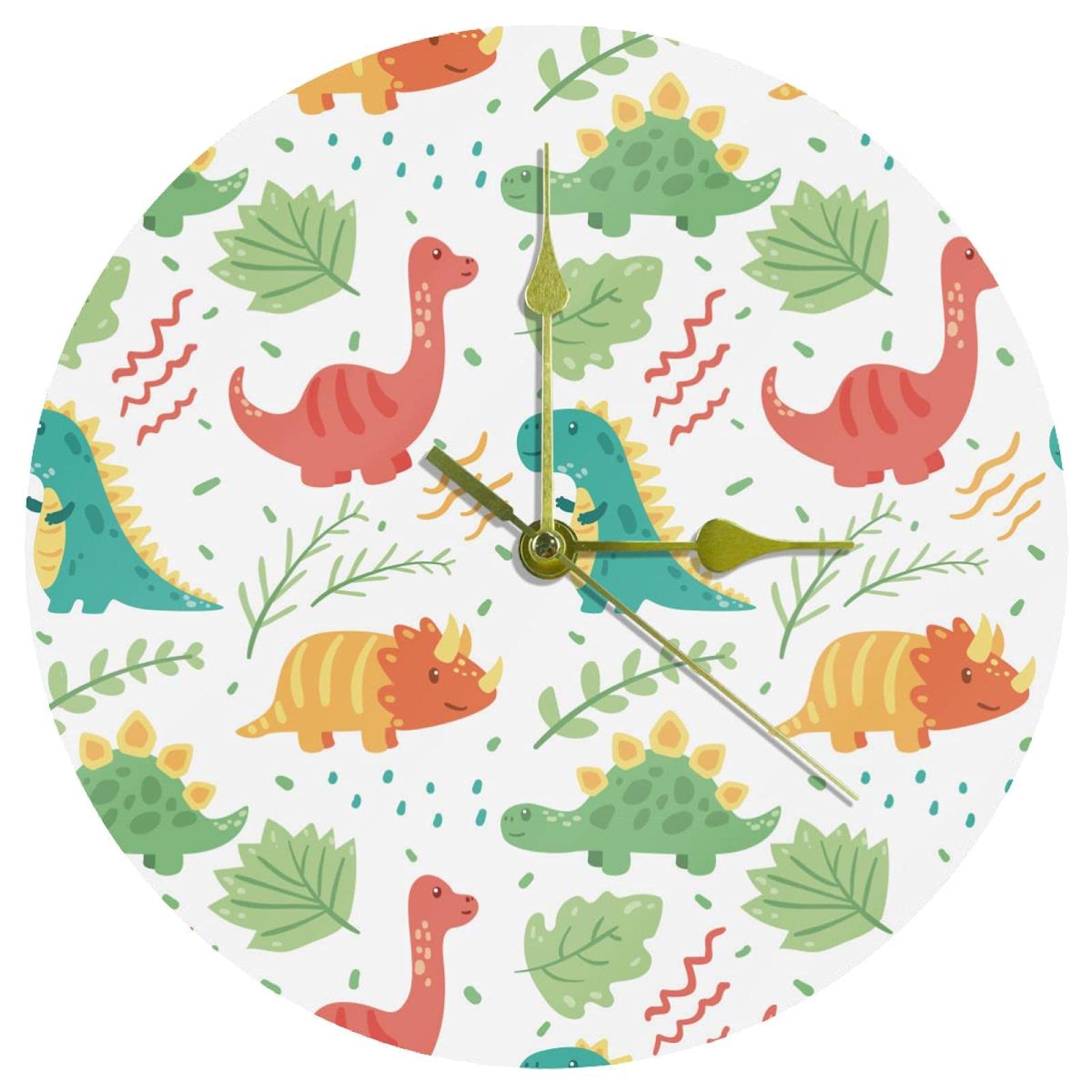Horloge murale silencieuse sans tic-tac à piles motif dinosaure mignon