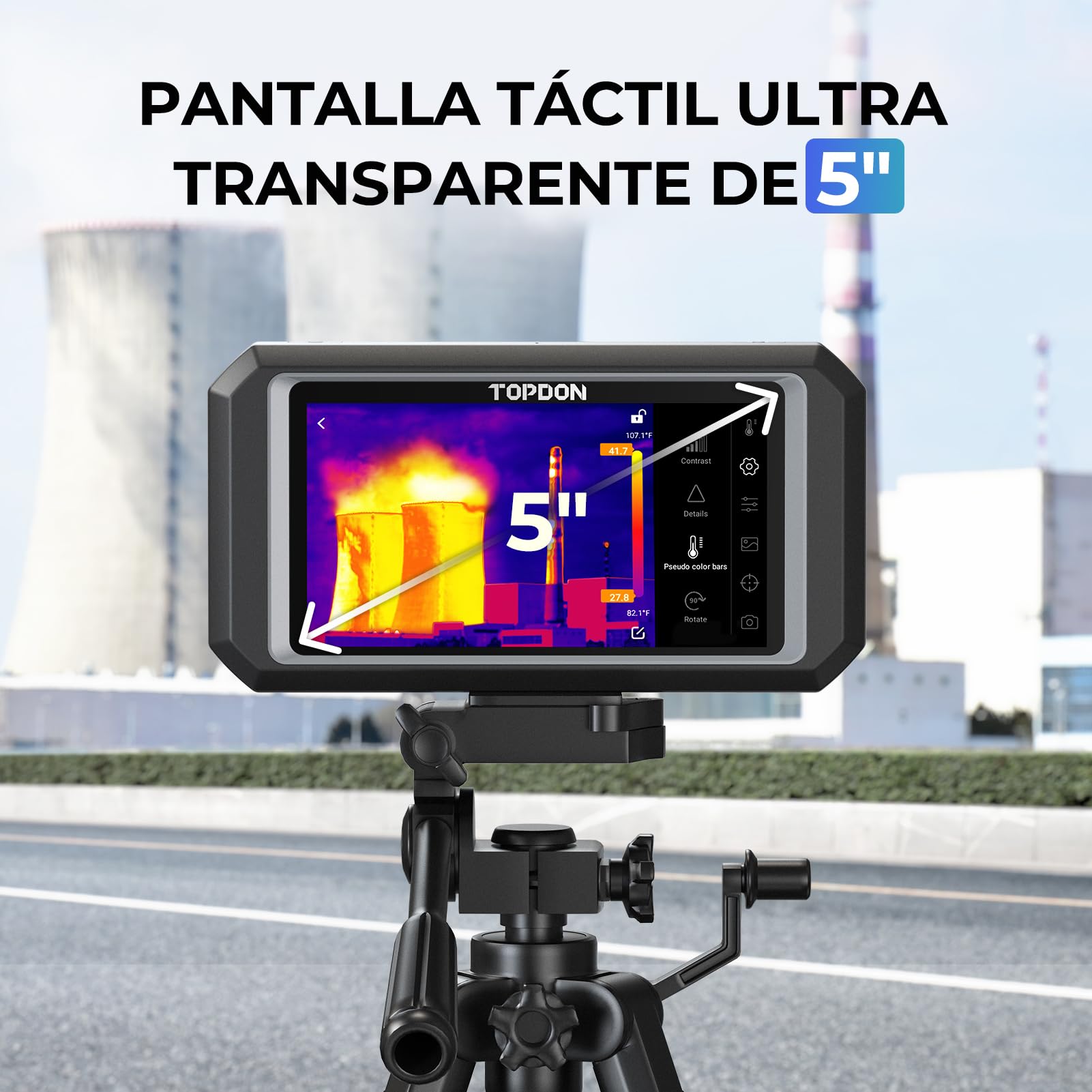 TOPDON TC003 Cámara Termográfica con Resolución TISR 512x384 y Cámara Visual de 5MP, 5" Pantalla Táctil Cámara Térmica, 32GB Almacenamiento, 25Hz, 40mk, -20°C ~550°C, Funciones WiFi, Bluetooth y OTG