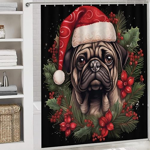 Miniatura 5 de Juego de 4 cortinas de ducha con alfombras antideslizantes, cubierta para tapa de inodoro y tapete de baño, cortina de ducha impermeable para