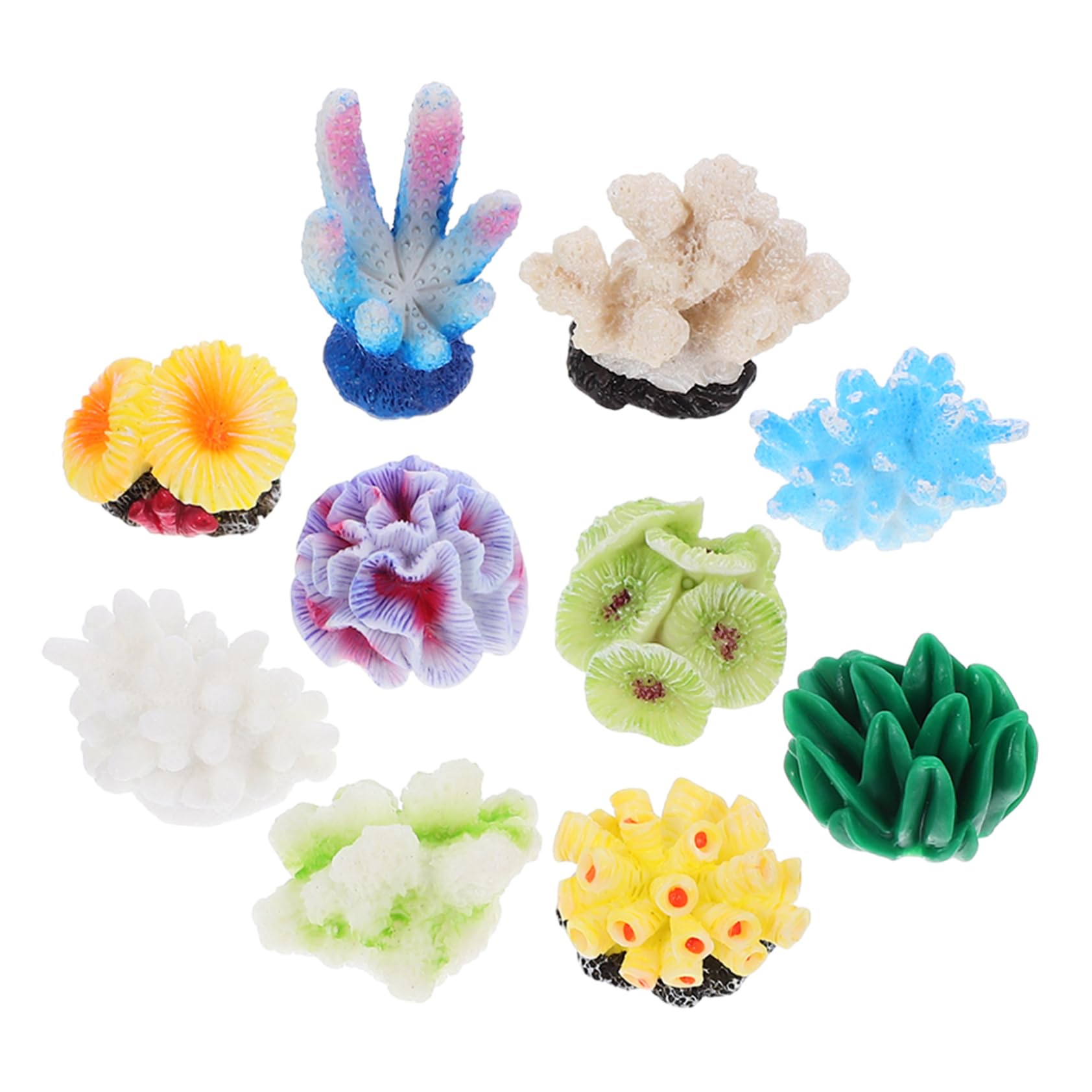 OFFSCH 10Pcs Artificial Coral Aquarium Decor Premium Resin Coral Sculptures for Fish Tank Landscaping Vivid Decorations for Home and Office Aquariums