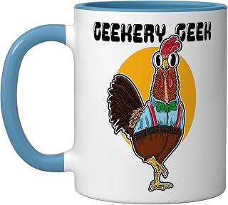 Geekery Geek Nerd Chicken Coop Poultry Animal Funny Chickens Ceramic Mug, Blue/White