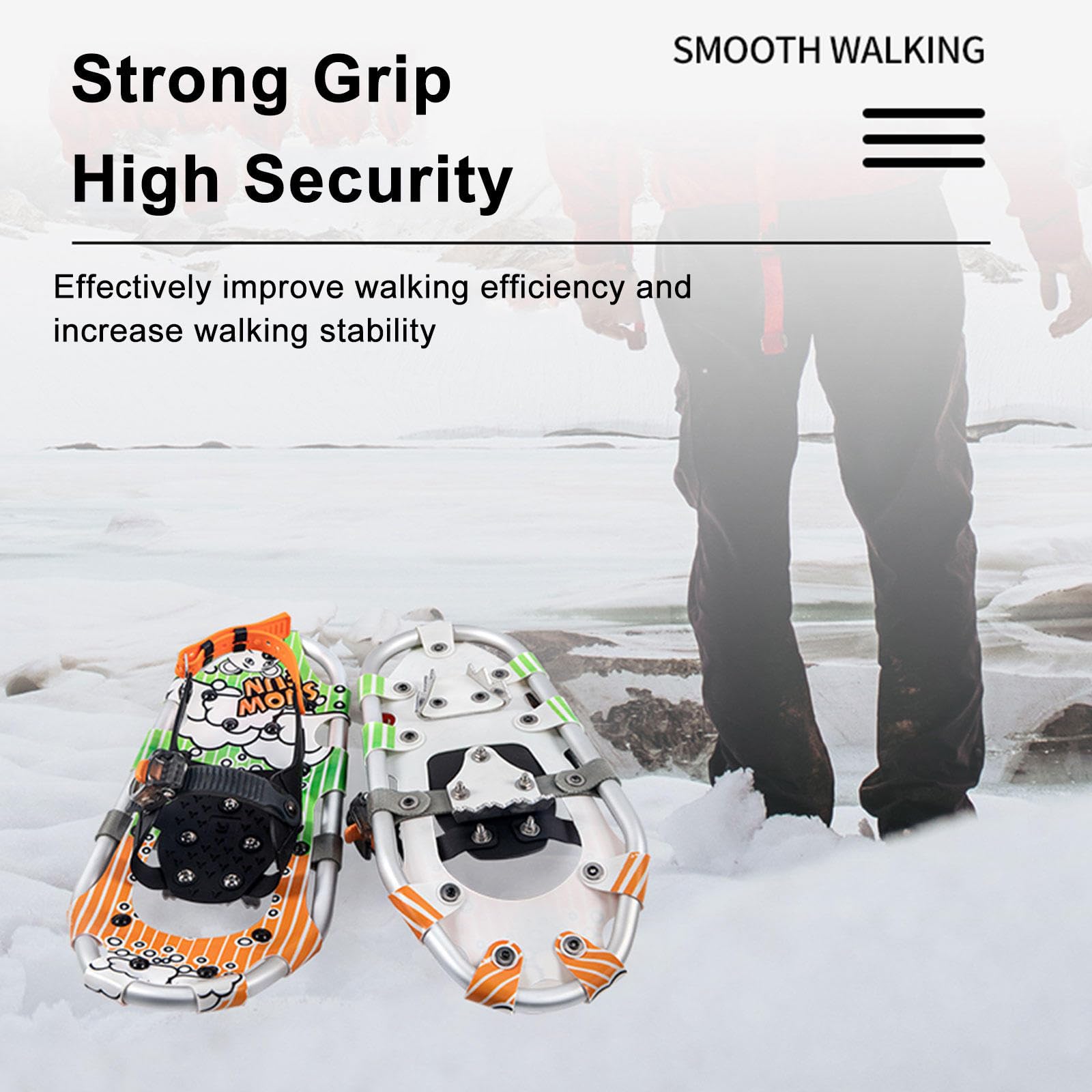 Raquettes à Neige pour Enfants, Chaussures à Neige Tout Terrain Légères en Alliage D'aluminium avec Fixations Réglables pour Garçons et Filles Jusqu'à 100 LB