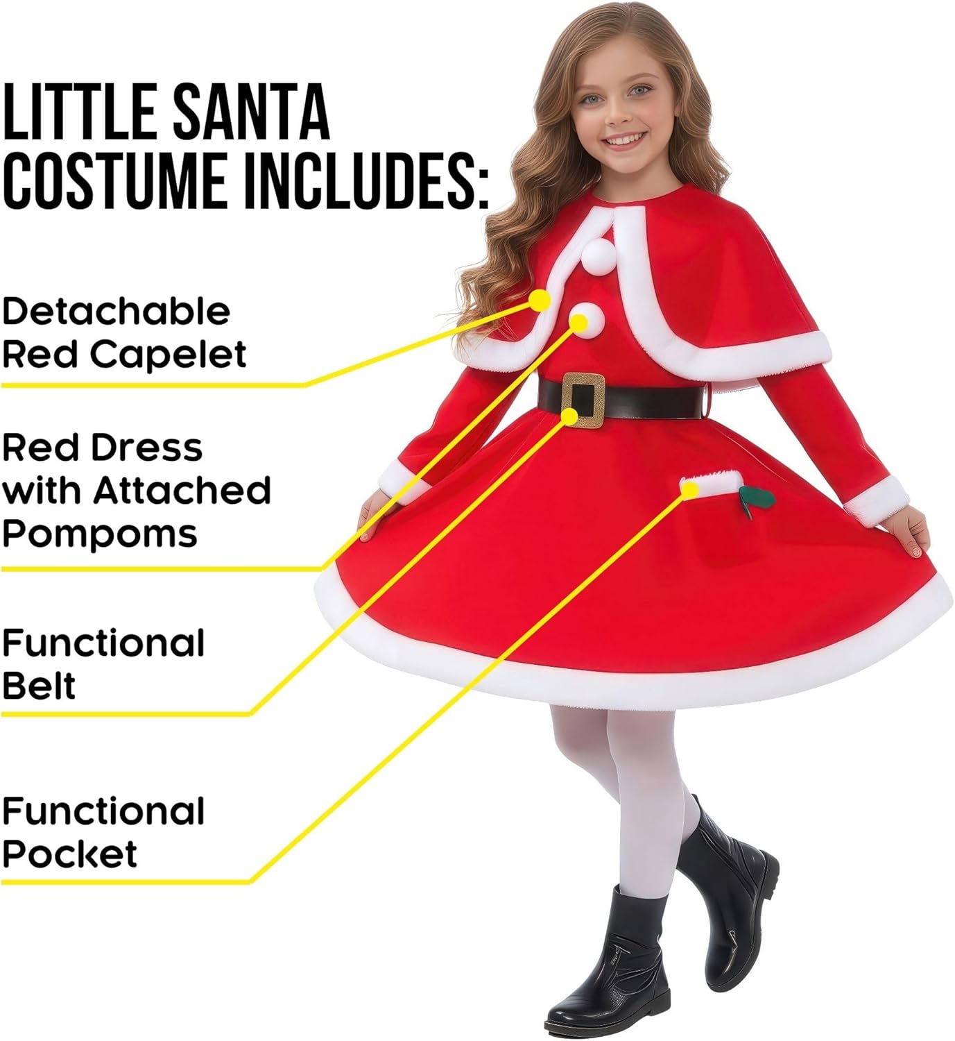 Morph Kids Santa Costume, Girls Santa Costume, Christmas Costumes for Girls, Christmas Costumes for Kids - Image 2
