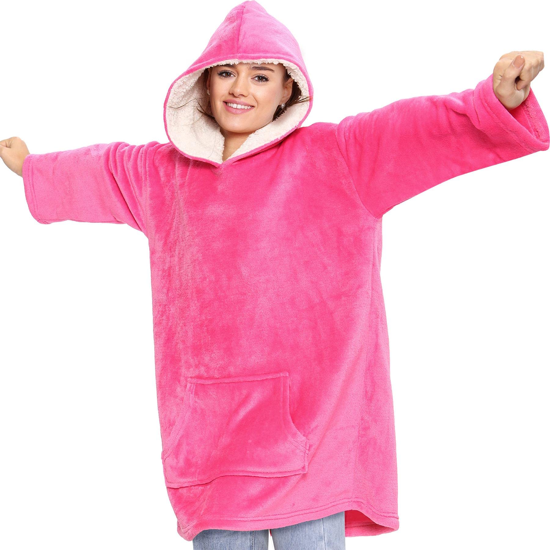 A2Z Unisex Mens Ladies Oversized Hoodie - Snuggle 951 Pink Adult One Size