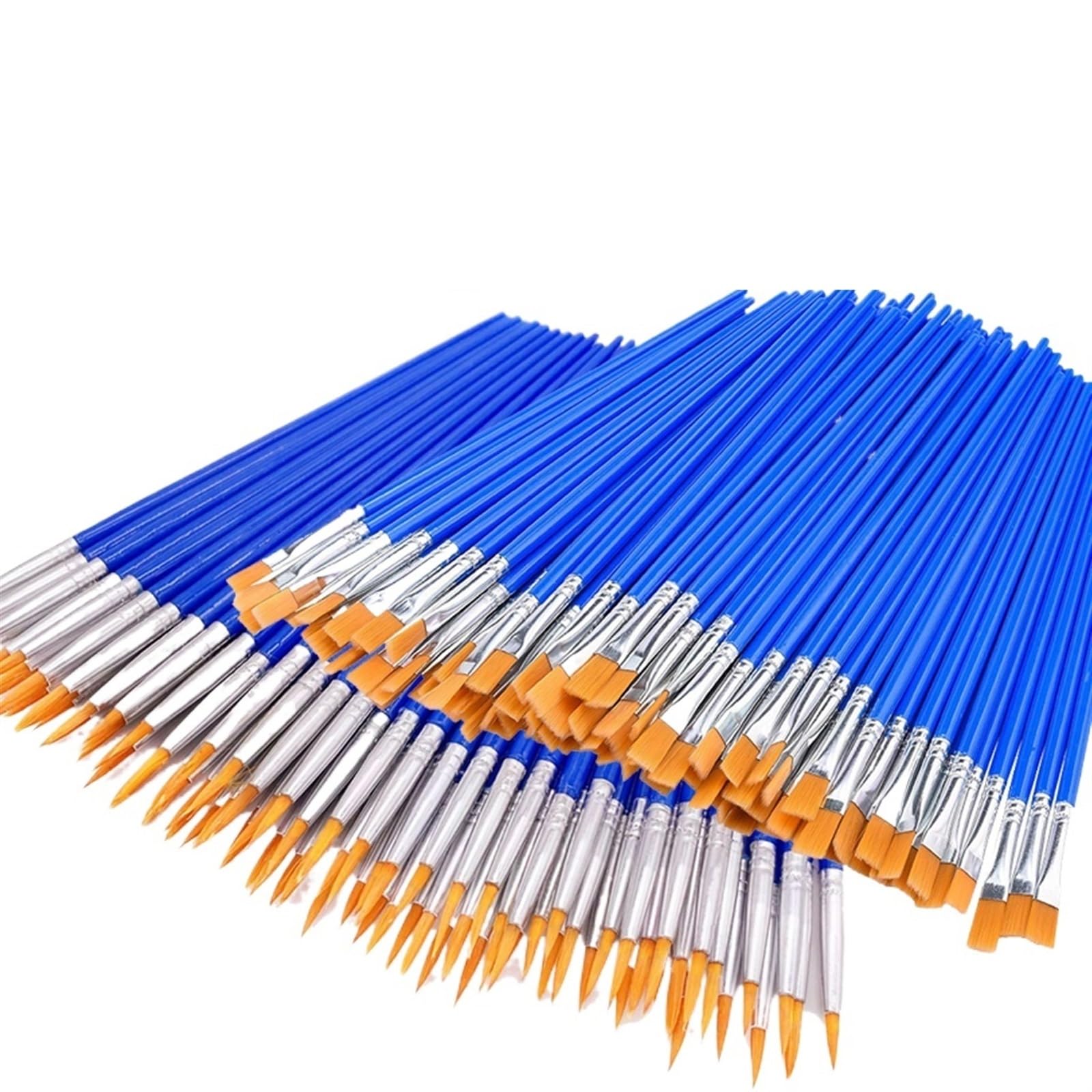 Pinceles para Pintura Juego de 100 Pinceles Nailon for Pintar Grafiti, acrílico, Acuarela, Suministros Arte Profesional, Varilla plástico, Tubo Aluminio, bolígrafo línea(A (Yellow) 100pcs)