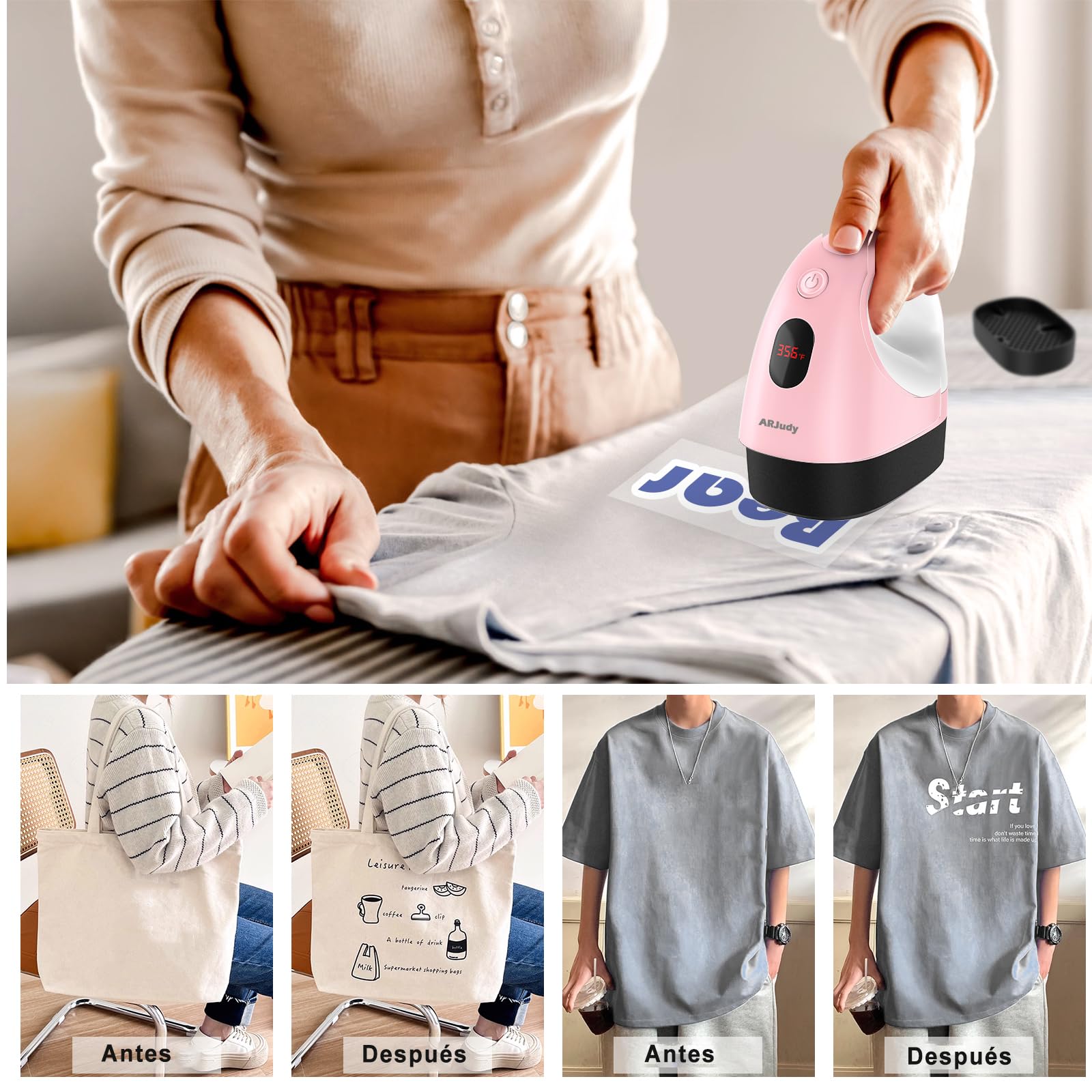 Mini máquina de prensa de calor, mini prensa de hierro de transferencia de calor, 3 ajustes de calor y temperatura visible, prensa de calor portátil fácil para manualidades, camisetas, sombreros