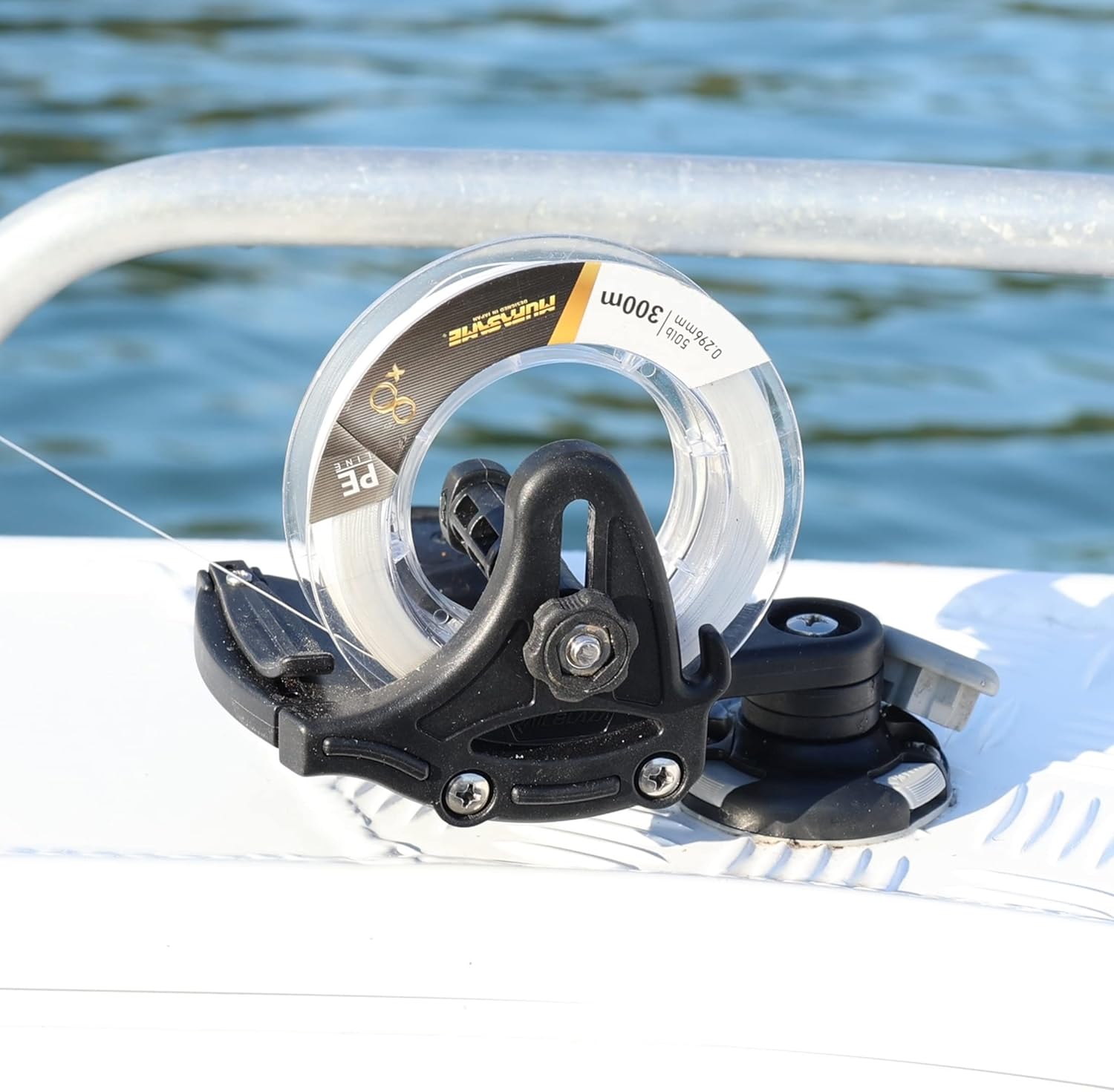 RAILBLAZA Fishing Line Spooling Station for Boats or Kayaks, Adjustable with Pivoting Base for StarPorts, Tracks, or Fixed Mounts