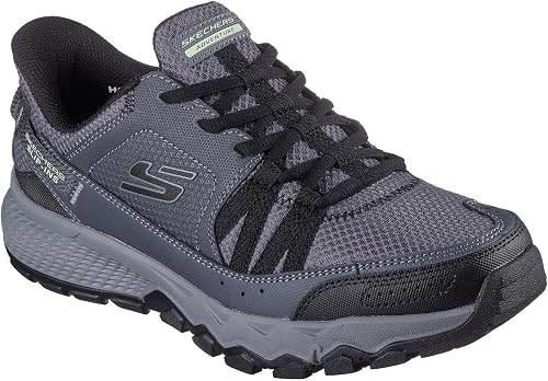 Skechers Homme Dynamite At Escapar Slip-In ENTRAINEUSE, Charcoal Leather/Textile/Black Trim, 46 EU - 4