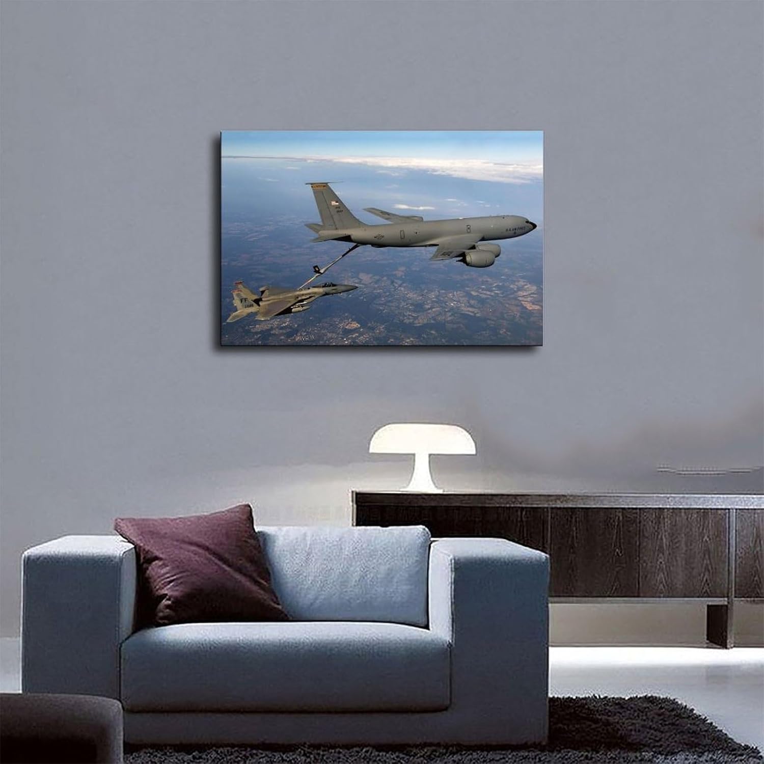 Military Poster KC-135 Jet Fighter Wall Art Airplane Plane Flying Flight 36L x24W Canvas Painting Print Posters Picture Paintings,for Living Room Bedroom Decoration