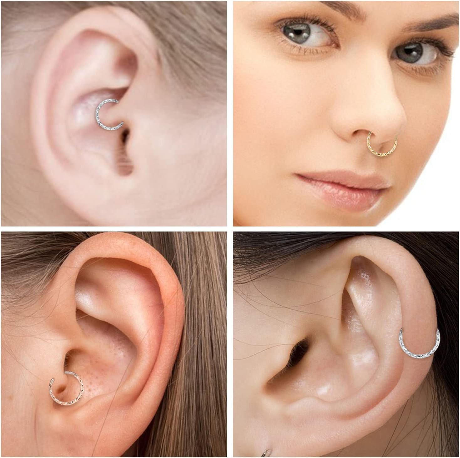 FUNLMO 18G 16G Septum Jewelry Triple Stacked Septum Nose Ring Surgical Steel Daith Conch Helix Cartilage Lobe Piercing Jewelry - Image 6