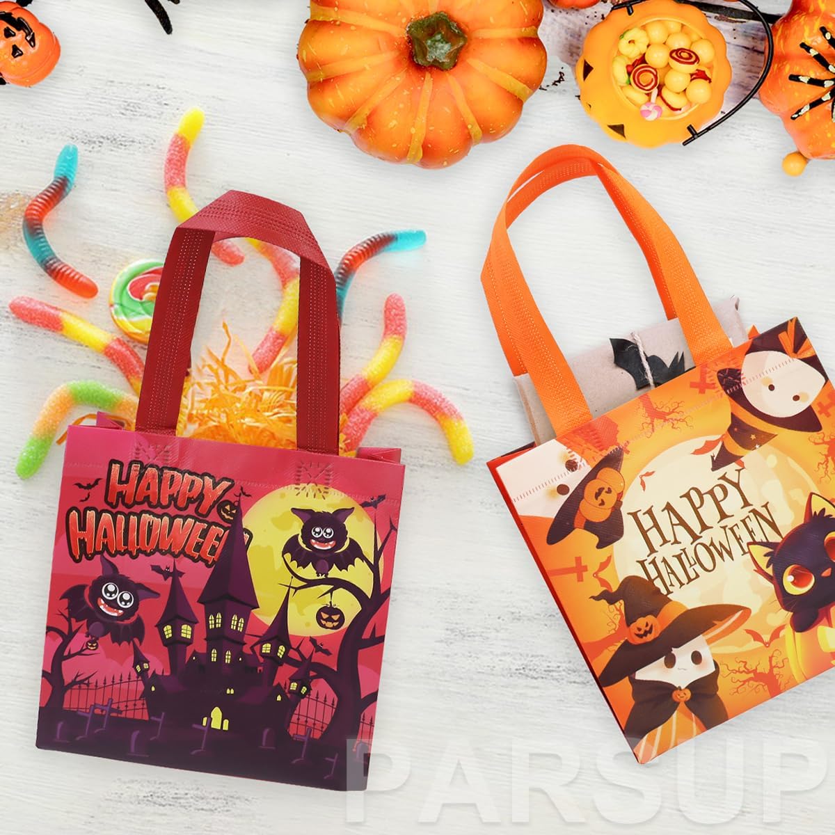 24PCS Halloween Trick or Treat Bags, Non-Woven Gift Tote Bags with Handles for Gifts Wrapping, Party Supplies, 7.9"×7.9"×3.15" - Image 4