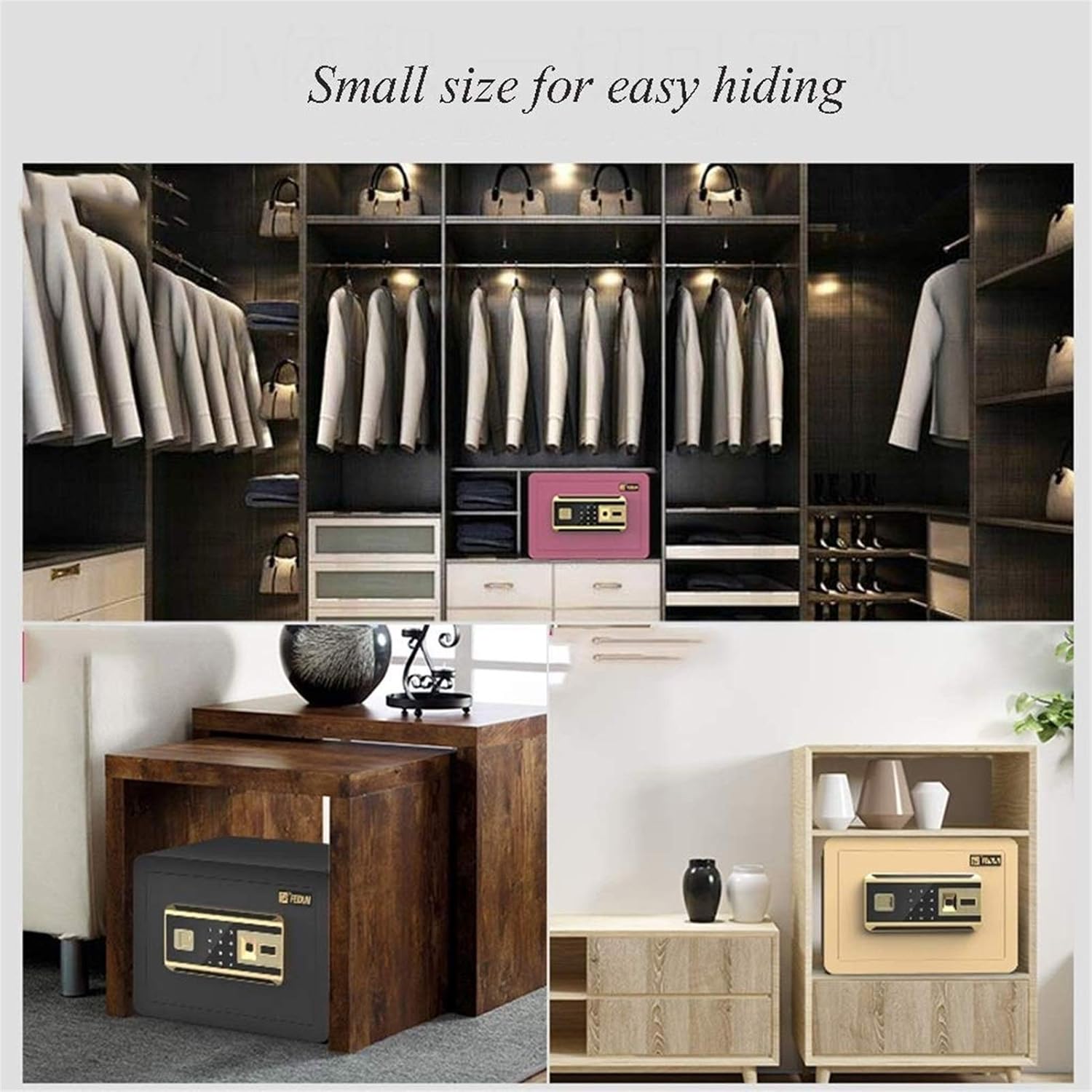 Security Biometric (Touch Screen Fingerprint Password) (Color : Gold) Safe