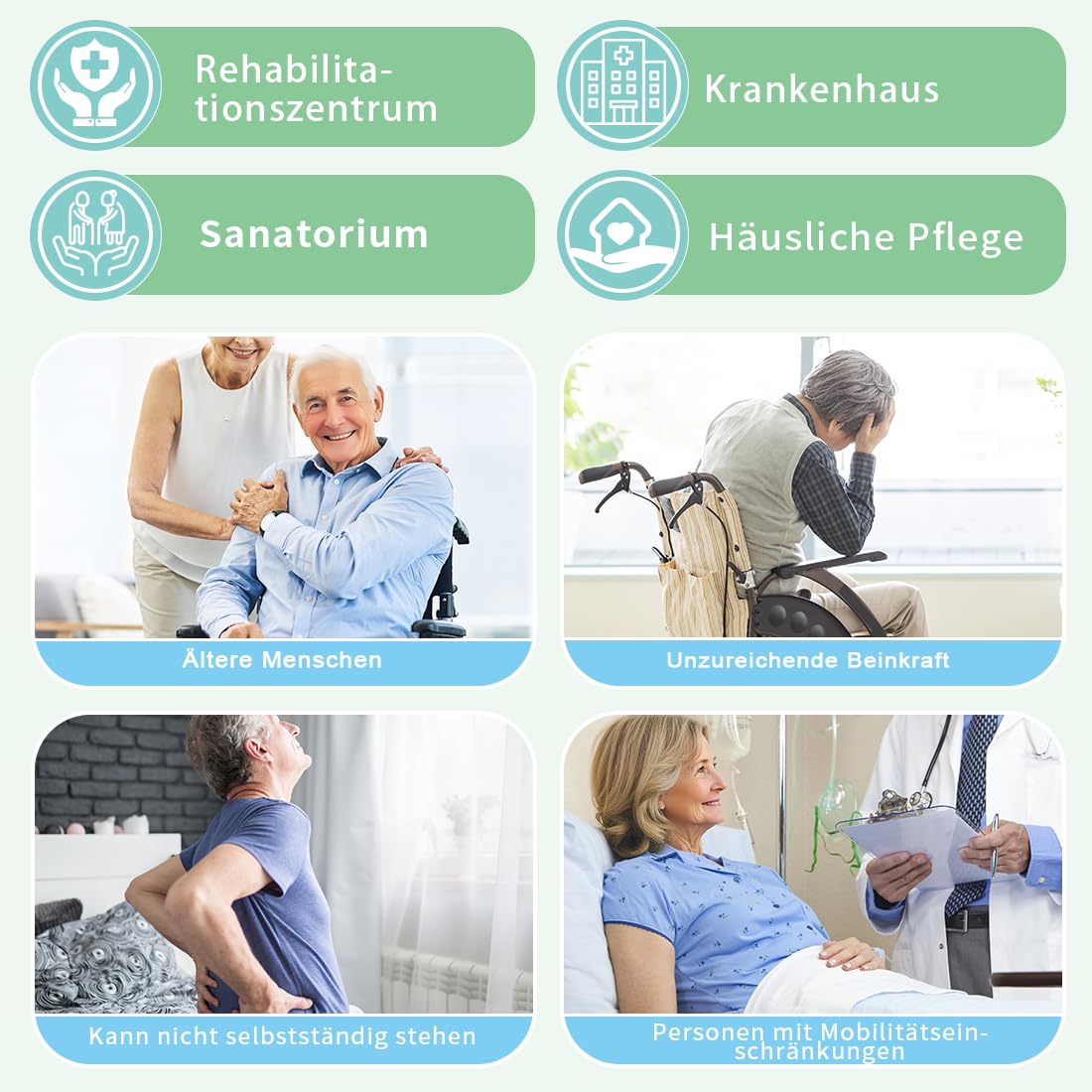 Gepolsterte Sitz-zu-Stand-Hebeschlinge mit Rückenstütze, extra dicke Aufstehhilfe für Rehabilitation und Mobilität im Alter (Black, groß)