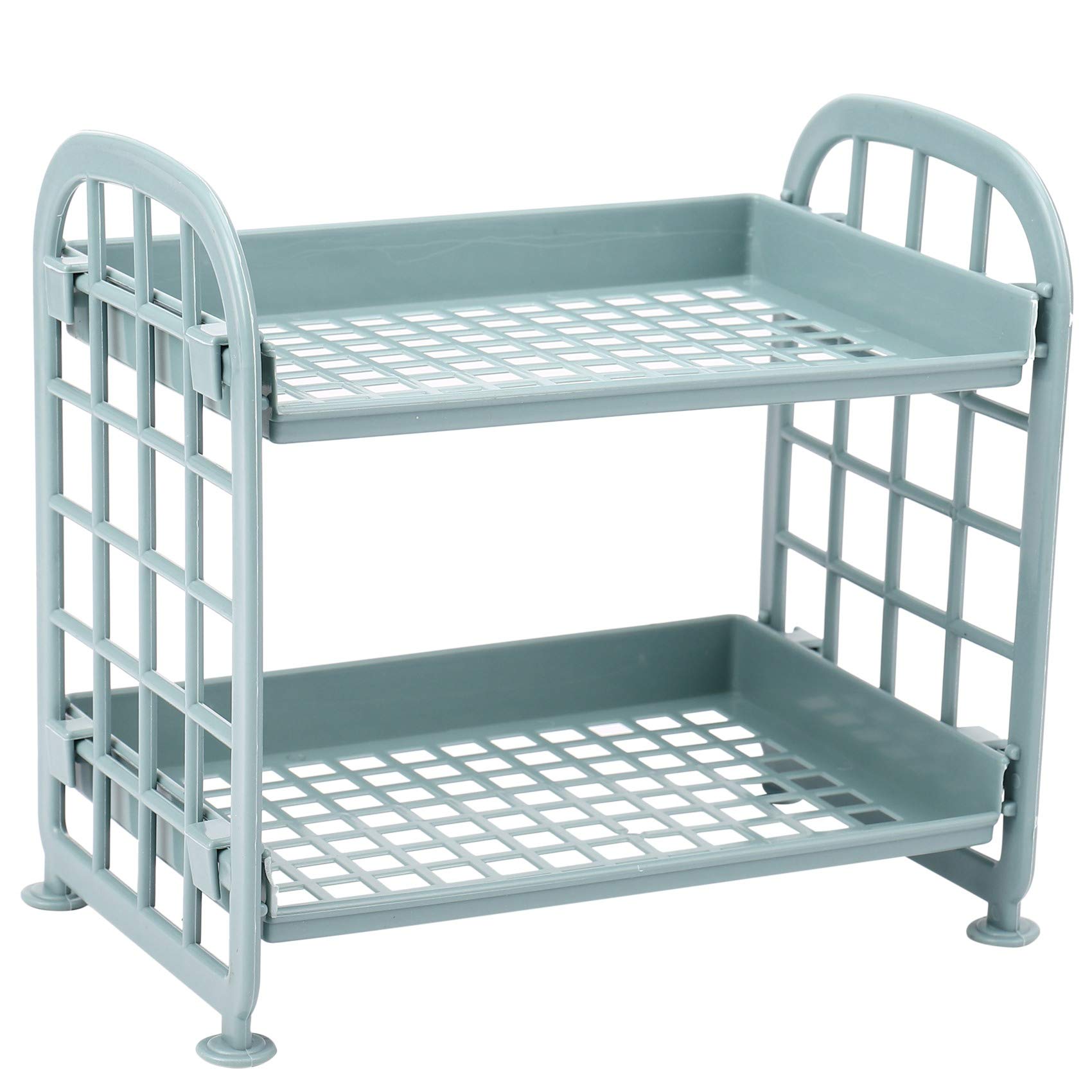Scaffale portaoggetti in plastica a 2 ripiani blu nordico, versatile per cucina e bagno, scaffale compatto salvaspazio per la decorazione della casa e facile accesso