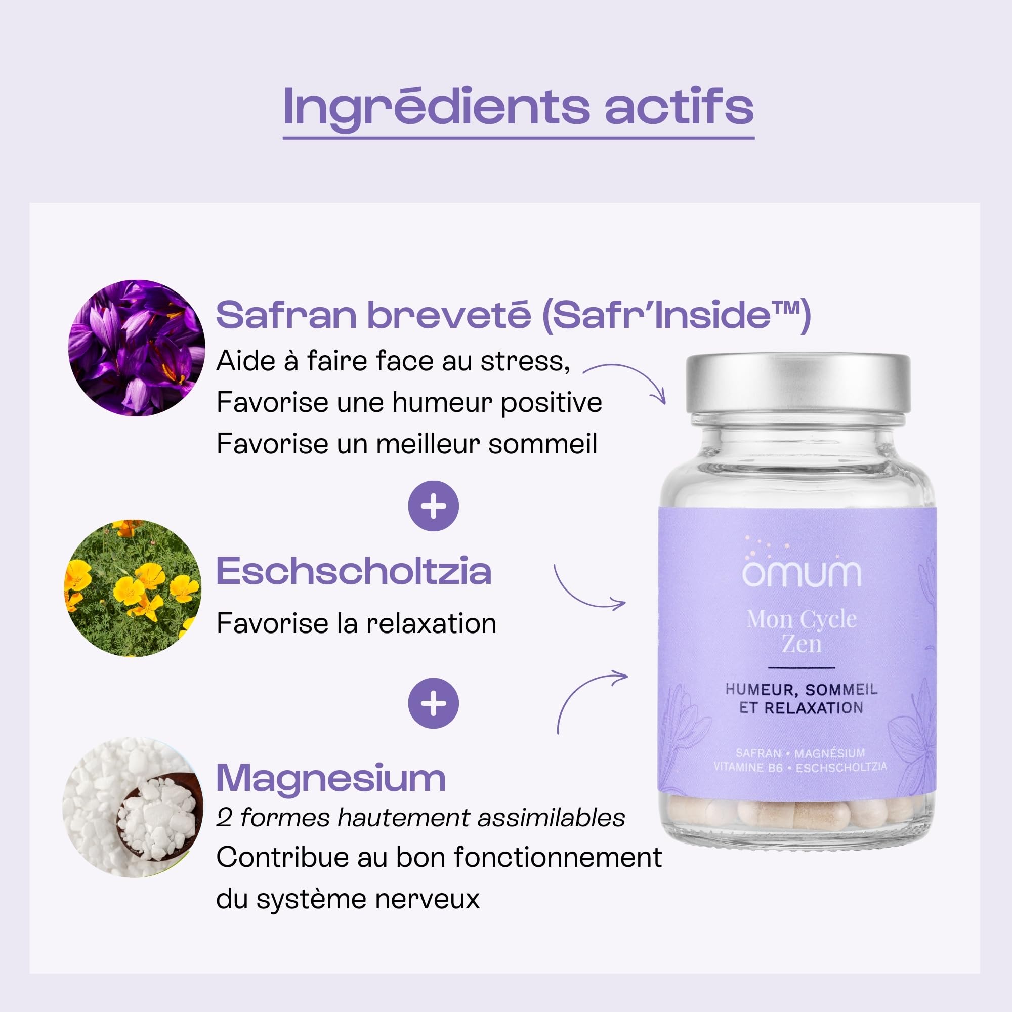 OMUM - Duo SPM, règles et cycles - Mon Cycle Zen sommeil et humeur + Mon Cycle Confort compléments