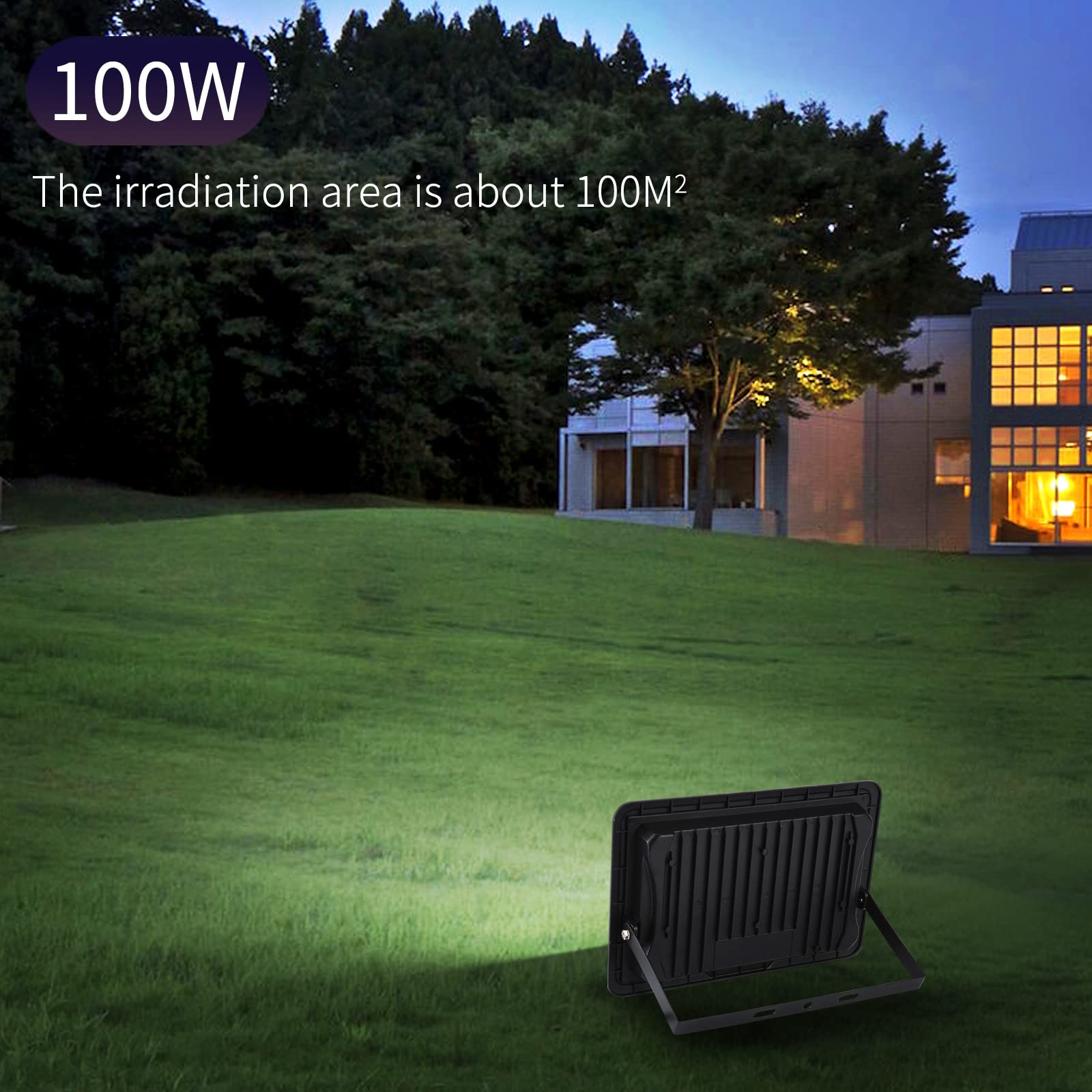 Focos LED Exterior 100W, Superbrillante 10000LM, IP66 Impermeable Proyector 6000K Blanco Frío para Garaje, Jardín, Patio, Estacionamiento (4pcs)