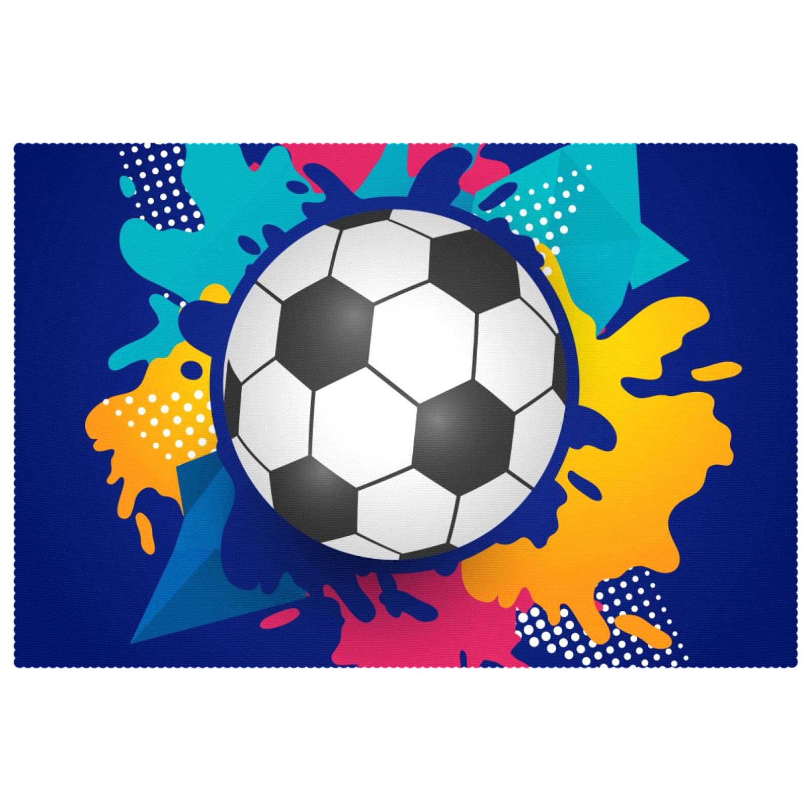 Sets de table football lavables bleu tissu Oxford résistant à la chaleur
