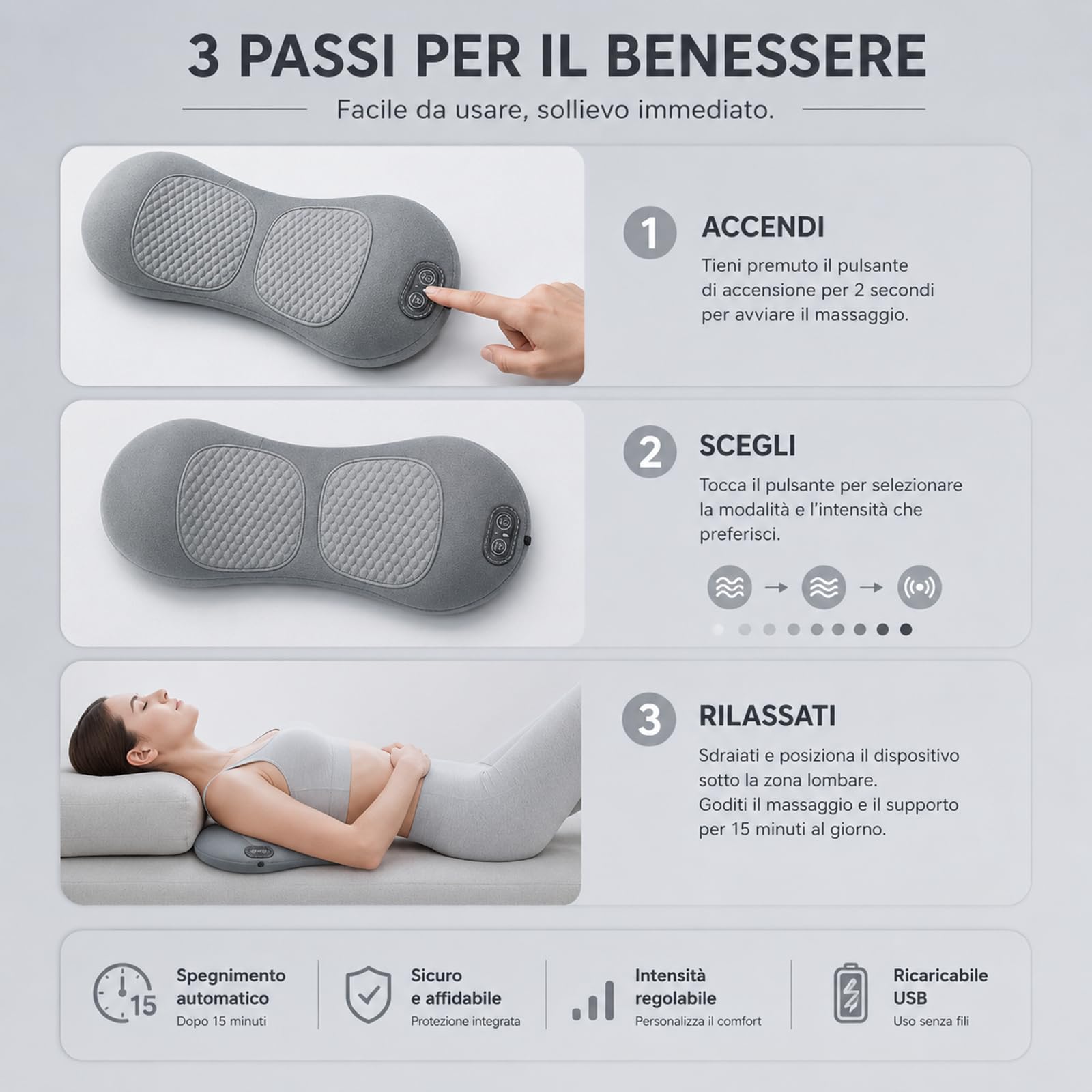 Dorsanova Massaggiatore Schiena Supporto per Trazione Lombare - Cuscino Ergonomico per Stretching e Benessere della Colonna Vertebrale, Dispositivo per Relax Muscolare a Casa e in Ufficio (Grigio)