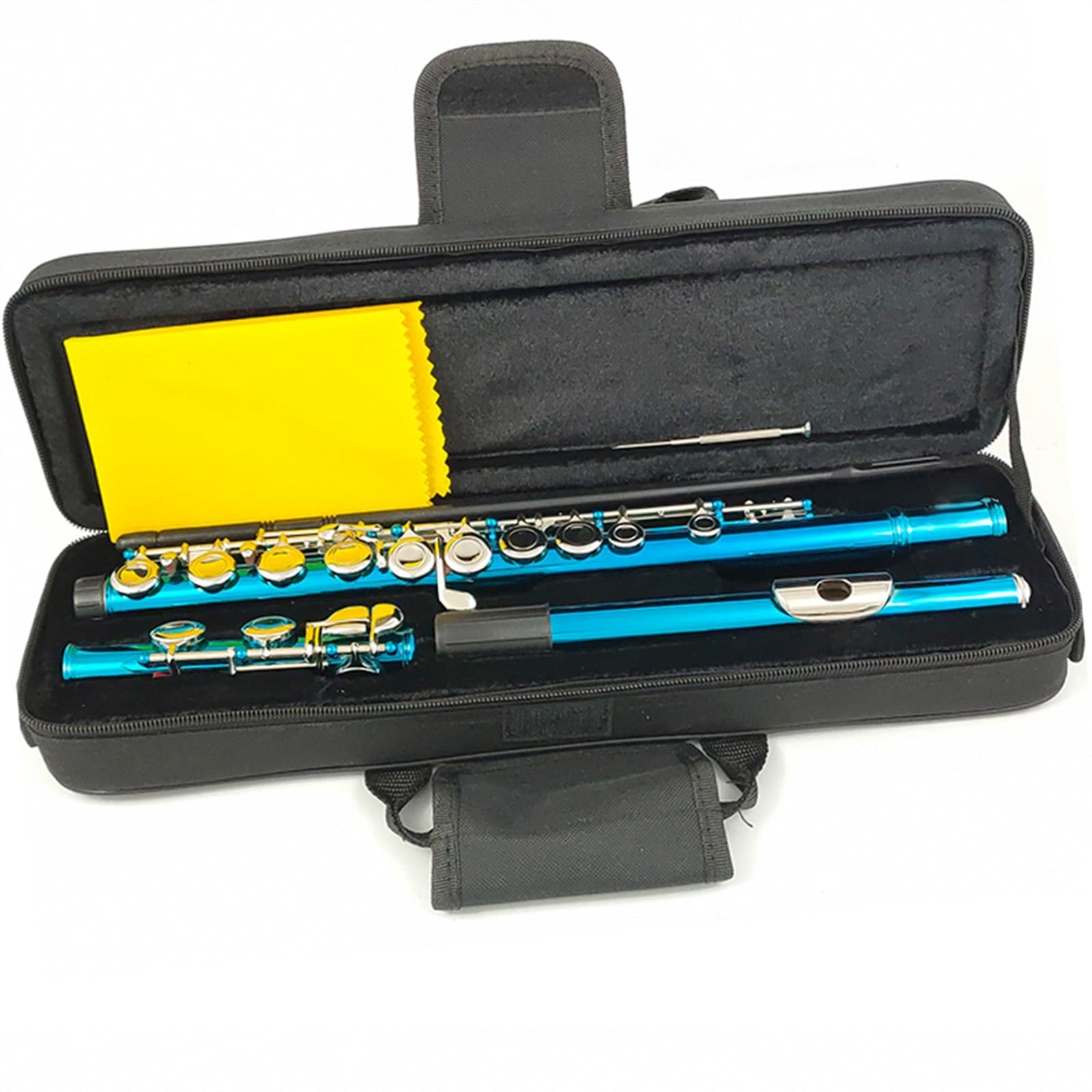flauta travesera Flauta 16 Agujeros Cerrados C Llaves Instrumento Cuproníquel Niquelado Mar Azul Flauta Con Llave E instrumento de flauta profesional