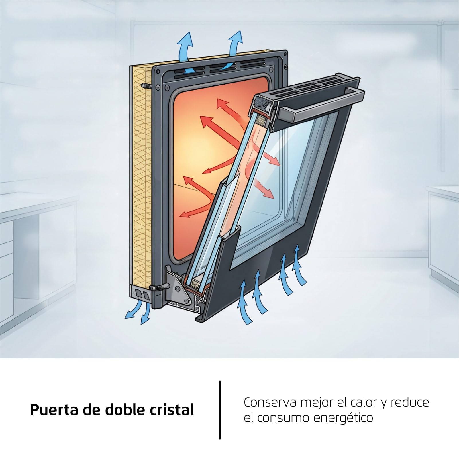 Corbero - Horno Electrico Convencional | CCHM626W | 70L | Hidrólisis y Cocción a Vapor | 2100W | 4 Programas| Doble Cristal | Luz Interior | Cristal Blanco