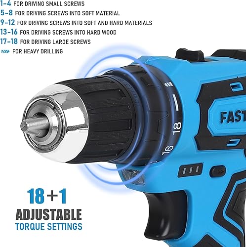 Vista 19 de FASTPRO 232 piezas 20 V Rosa inalámbrico Taladro de iones de litio y juego de herramientas para el hogar, kit de herramientas de reparación