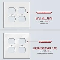 Vista 94 de ENERLITES Placa de pared de metal dúplex para receptáculos, cubierta de salida de acero inoxidable, resistente a la corrosión, tamaño de 1 banda