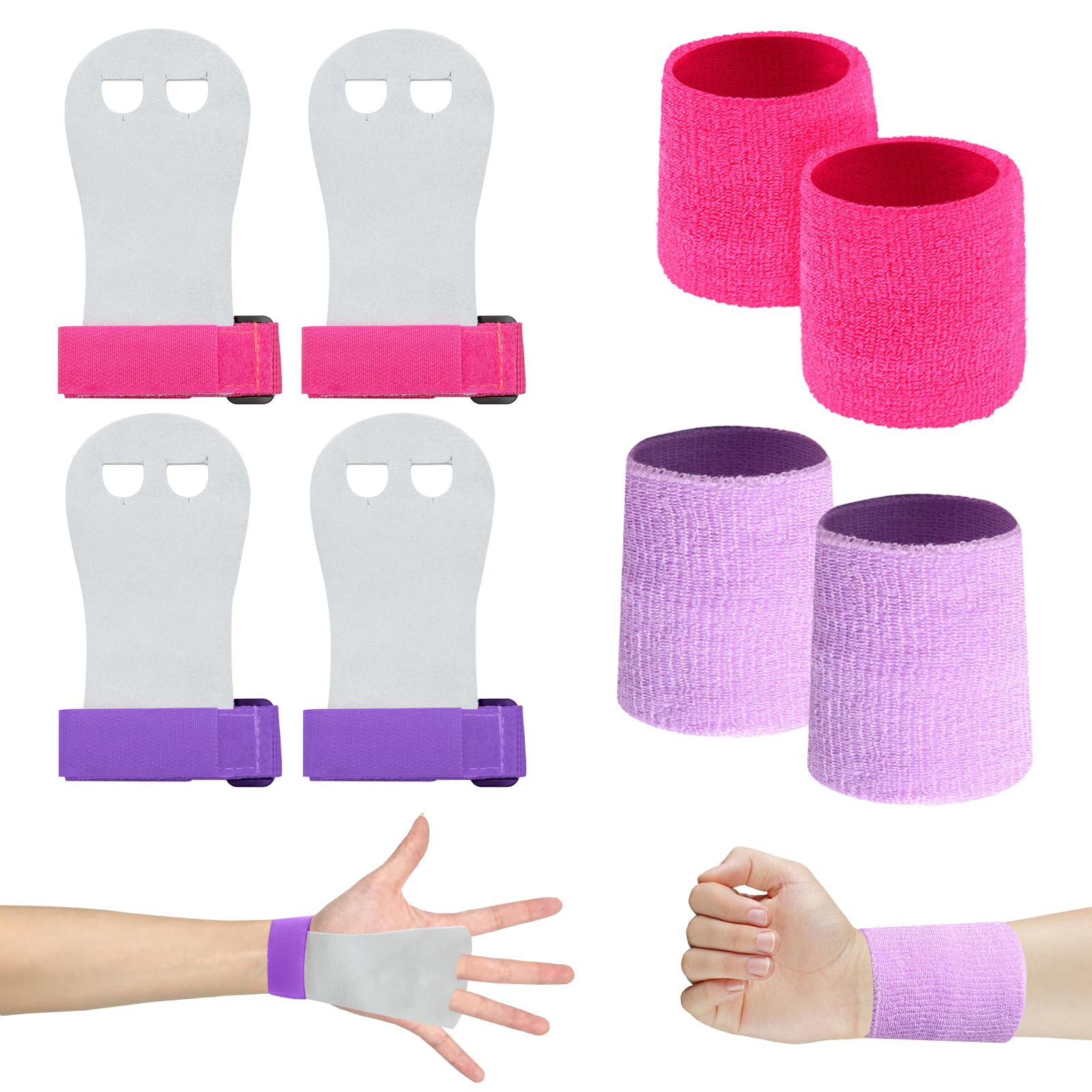 Scettar Set di Polsini da Ginnastica, 2 Paia Manopole Paracalli per Ginnastica Artistica, Falcon Grip Pad per Cross Training
