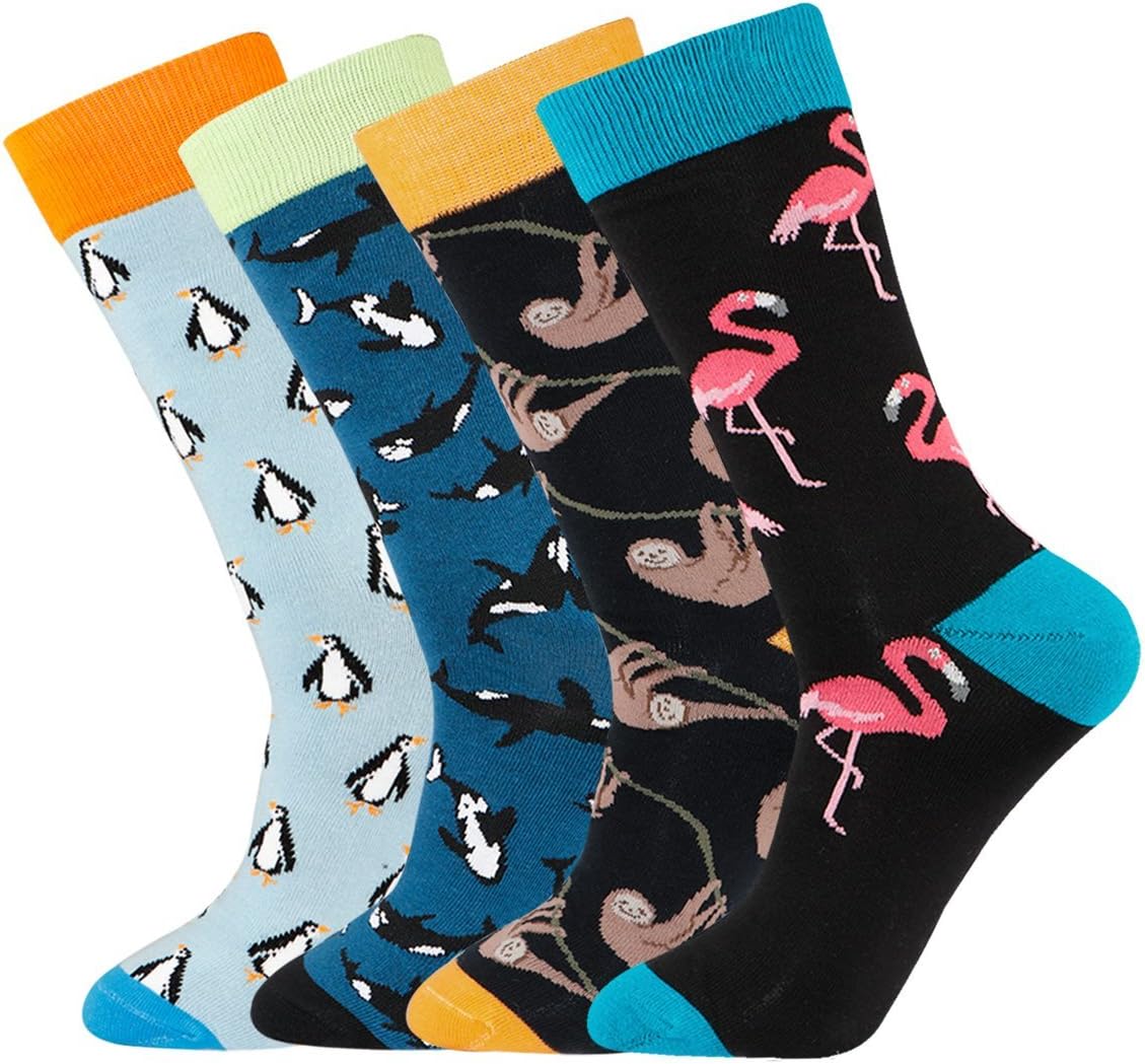 xiaomaizi Men's Funny and Colorful Patterned Dress Socks for Men Fun and Crazy Casual Crew Socks Size 7-13