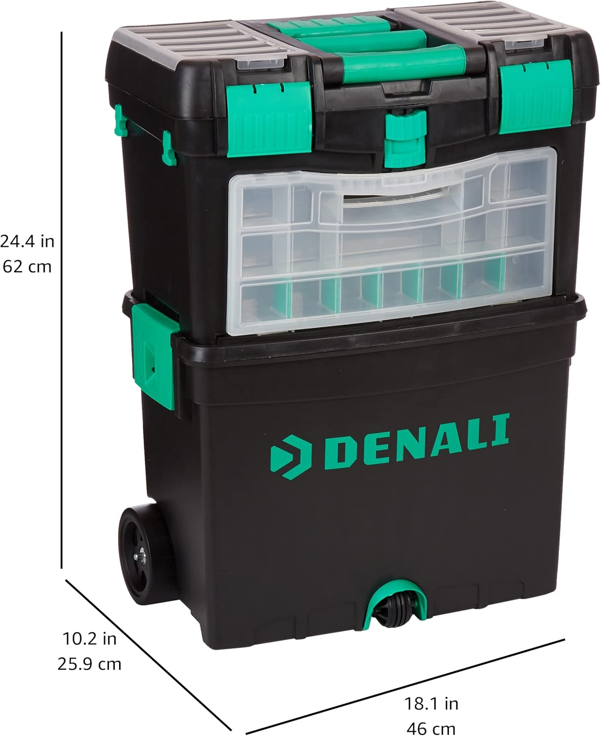  Brand - Denali Wheeled Toolbox with Foldable Comfort Handle & Removable Top Storage - - 