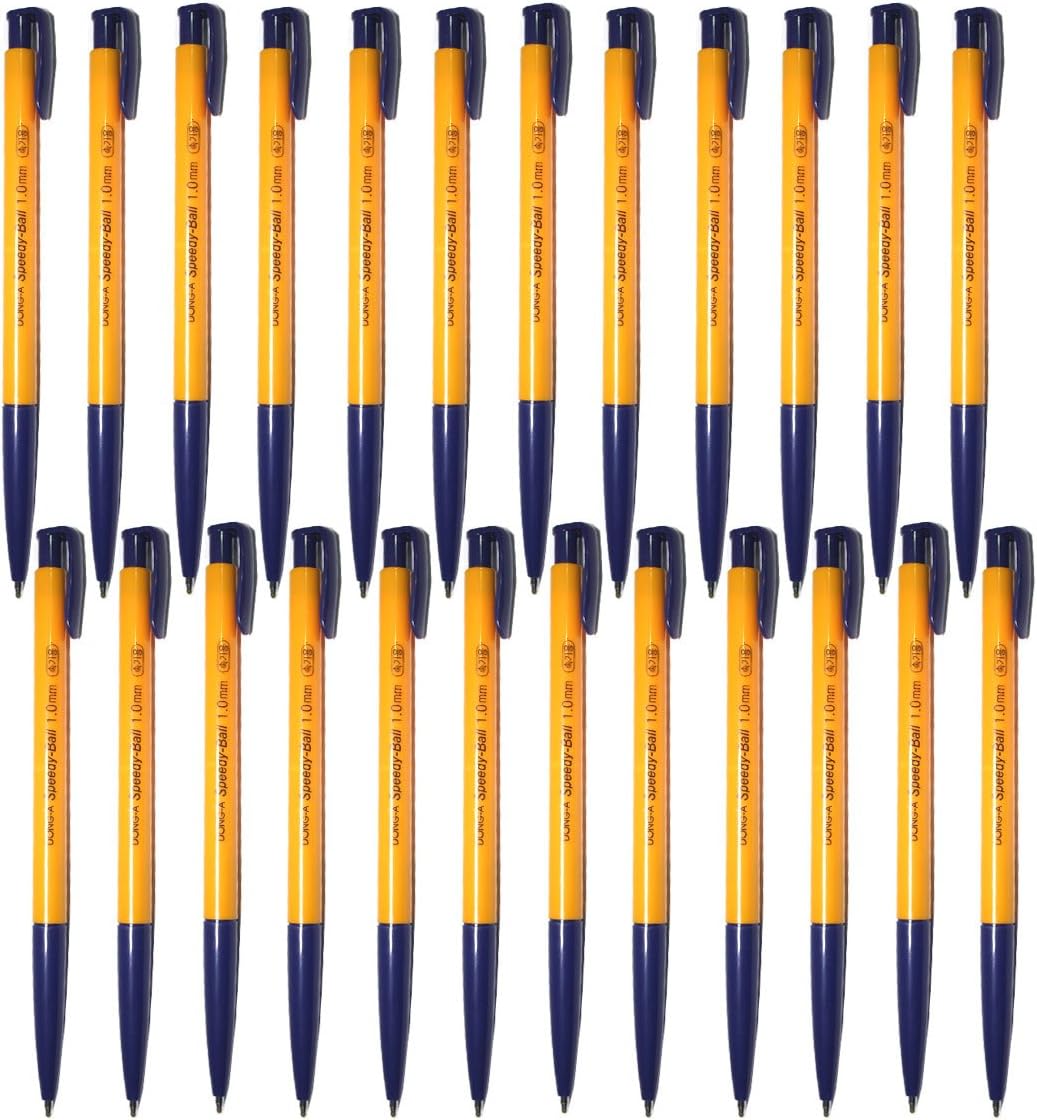 Dong-a Speedy-Ball 1.0 mm Smooth Writing Retractable Oil Based Ink Ball Point Pen Dozen Box (Pack of 24) - Blue