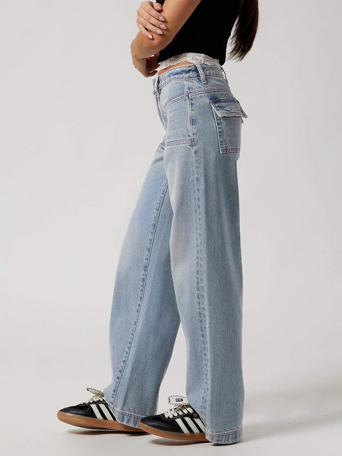 EMMIOL Baggy Jeans for Women, Wide Leg Jeans Plus Size Boyfriends Denim Pants, Y2K Vintage Style