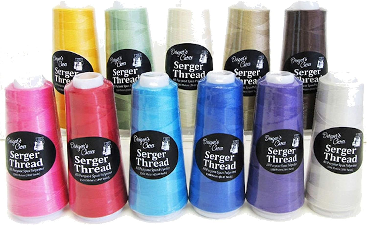 Bundle Set of 16 Assorted Colors of Serger Quilting Embroidery Thread Cones - 1500M