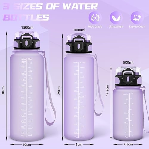 Miniatura 5 de Water Bottle - 1L - Leak-Proof Sports Bottle, Straw Bottle for Bodybuilding, Graduated Water Bottle with Time Marker, Motivational Water Bottle,