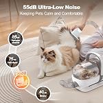 Afloia Dog Grooming Kit, Pet Grooming Vacuum & Dog Clippers Nail Trimmer Grinder & Dogs Brush for Shedding with 6 Pets Groom Tools, Low Noise Dogs Hair Remover Pets Supplies (White)