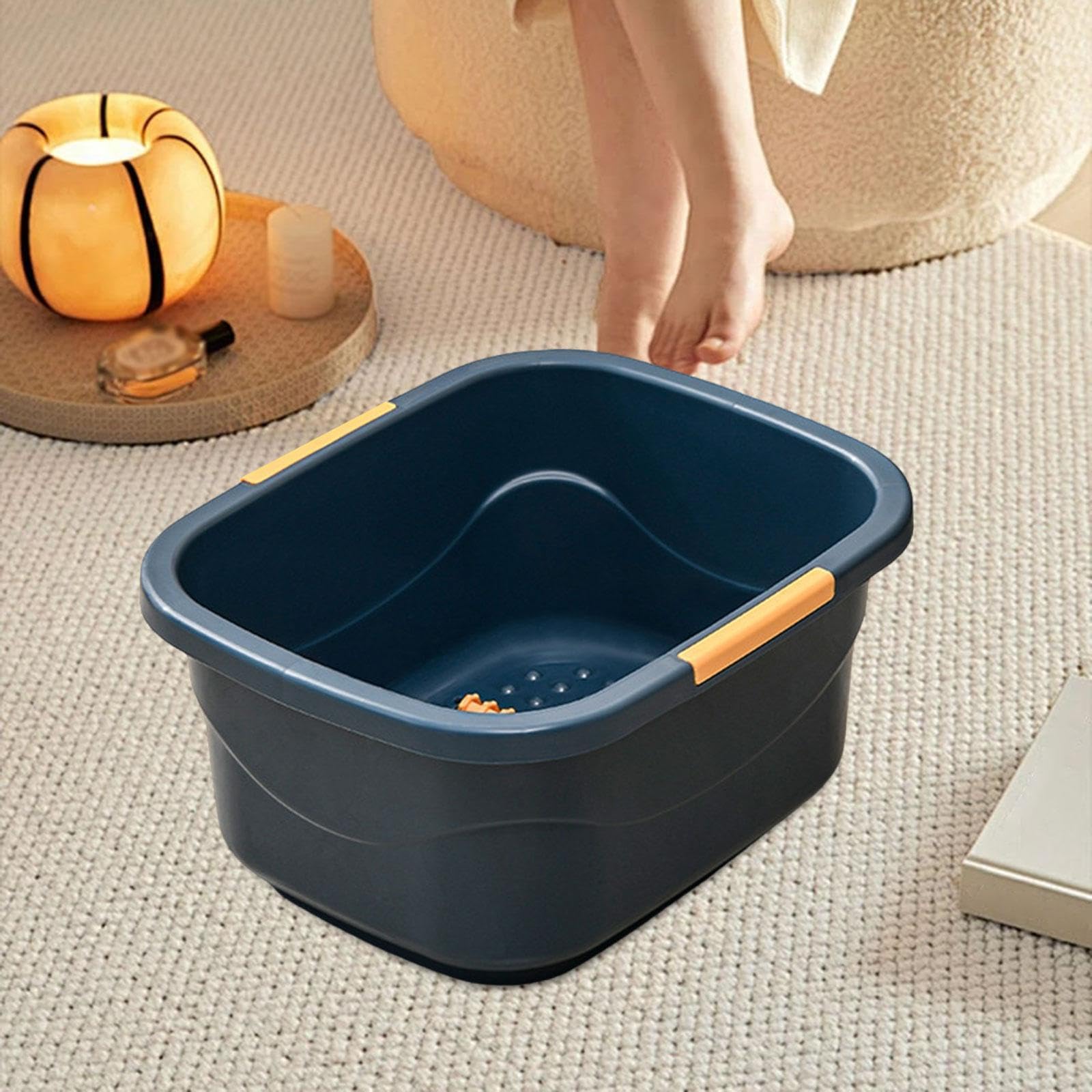 Bañera de pies para remojar los pies, cubo ligero y resistente, ideal para pedicura y relajación en el hogar, spa, pedicura y relajación, azul oscuro