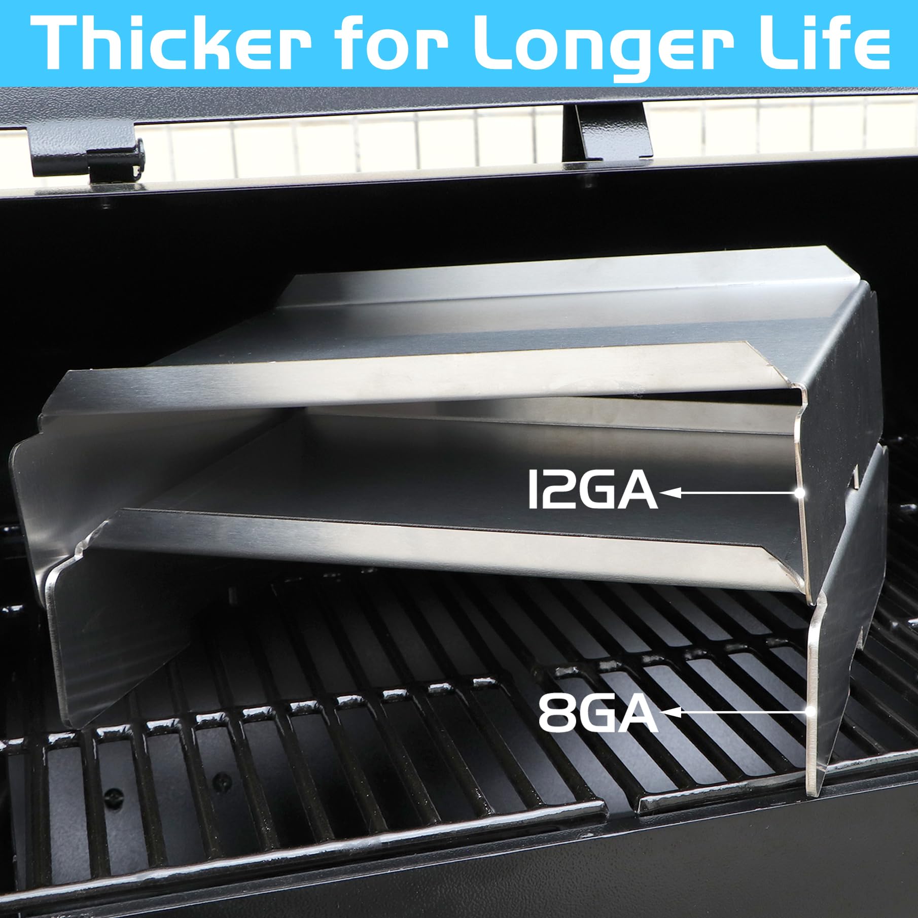 Heat Diffuser for Pit Boss, 8GA Flame Tamer for Pit Boss Heat Diffuser Deflector Baffle Pellet Smoker Grill Replacement Parts Pitboss Grilling Accessory