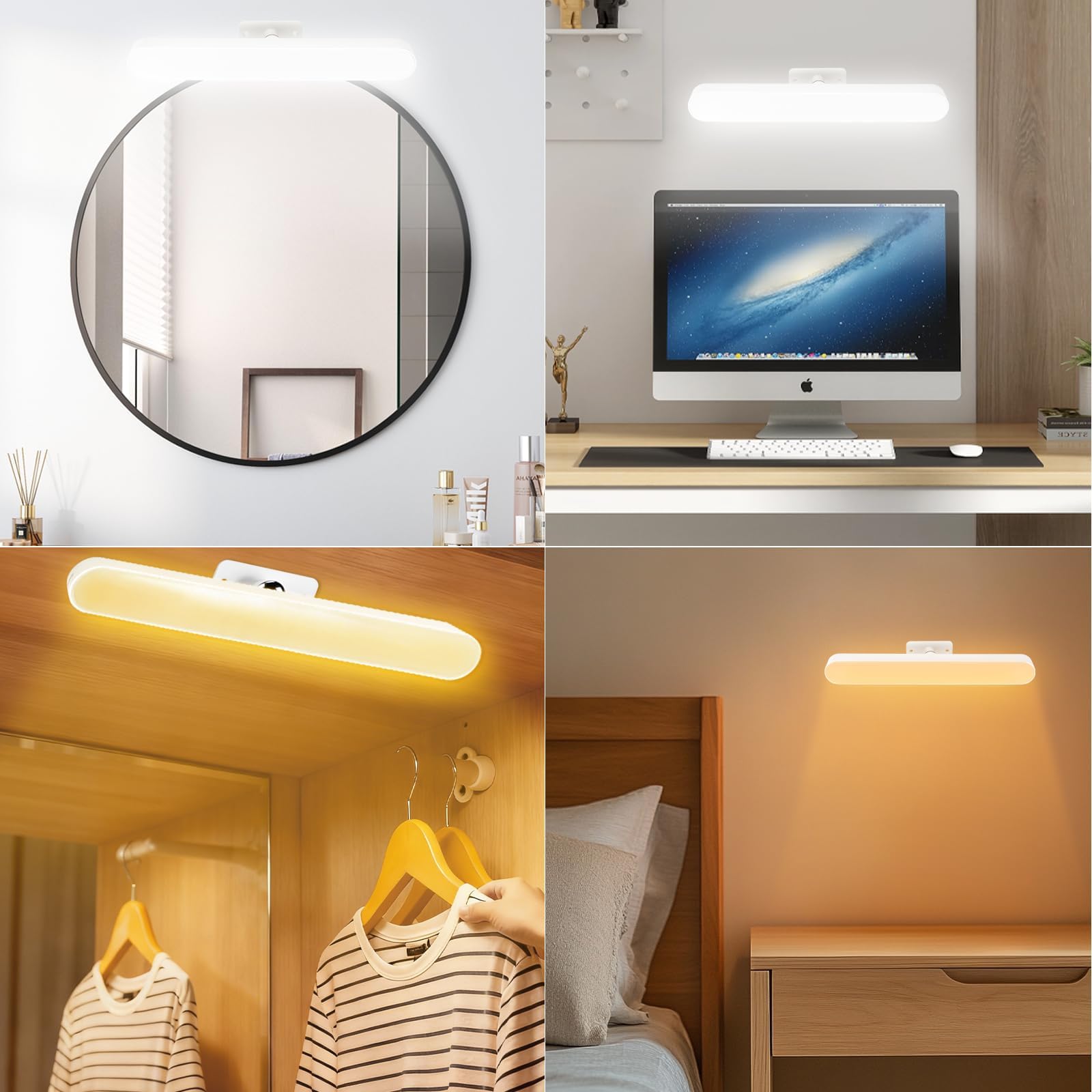 Collazoey LED Tocador Luces 4000 mAh USB Espejo Maquillaje 360° Giratorio Tres Temperaturas