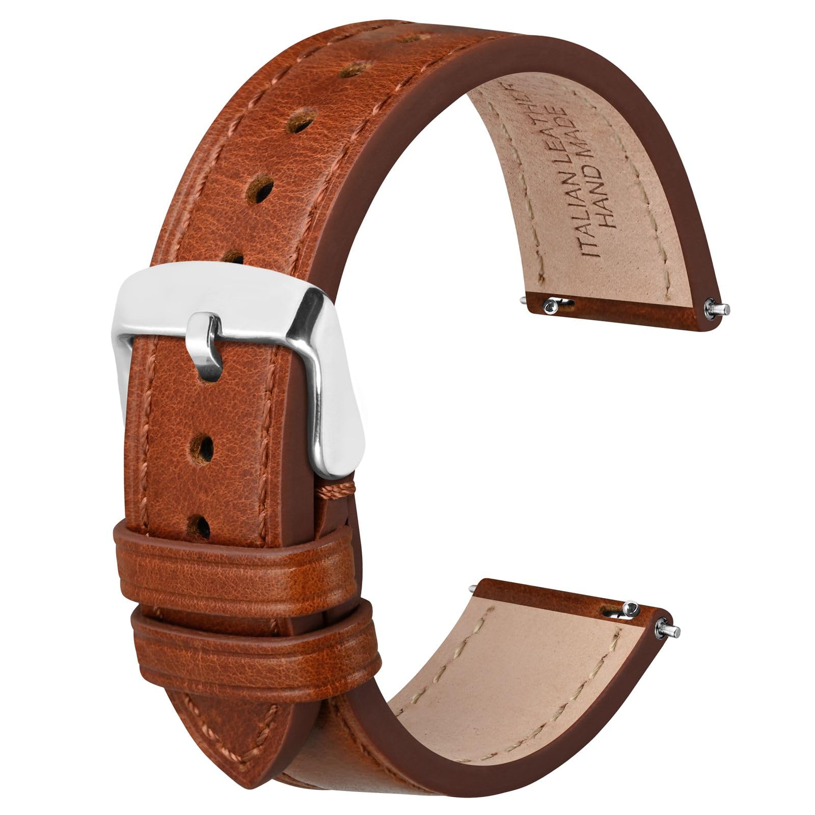 Anbeer Uhrenarmband aus Leder mit Schnellverschluss, echtes