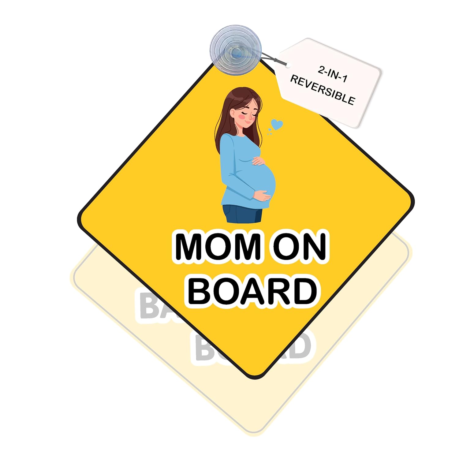 DecalHub 2-in-1 Reversible Baby on Board & Mom on Board Car Hanging Sign | Pregnant Women and Kids Safety Sign Rear Windsh... - Review, Price and Buying Guide