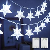 Vista 11 de Minetom - Cadena de luces con forma de estrella operadas a pilas - 5.2 m, 50 luces LED, impermeables, con temporizador, para decoración