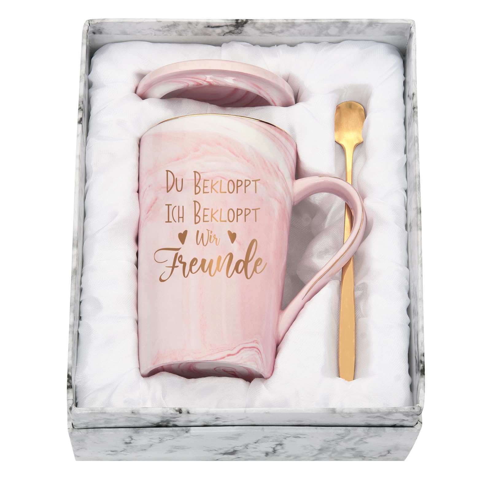 Diztoud Gift for Boyfriend Christmas Gifts for Friends Girlfriend, Colleague Mug with Saying Du Ich Bekloppt Wir Freunde