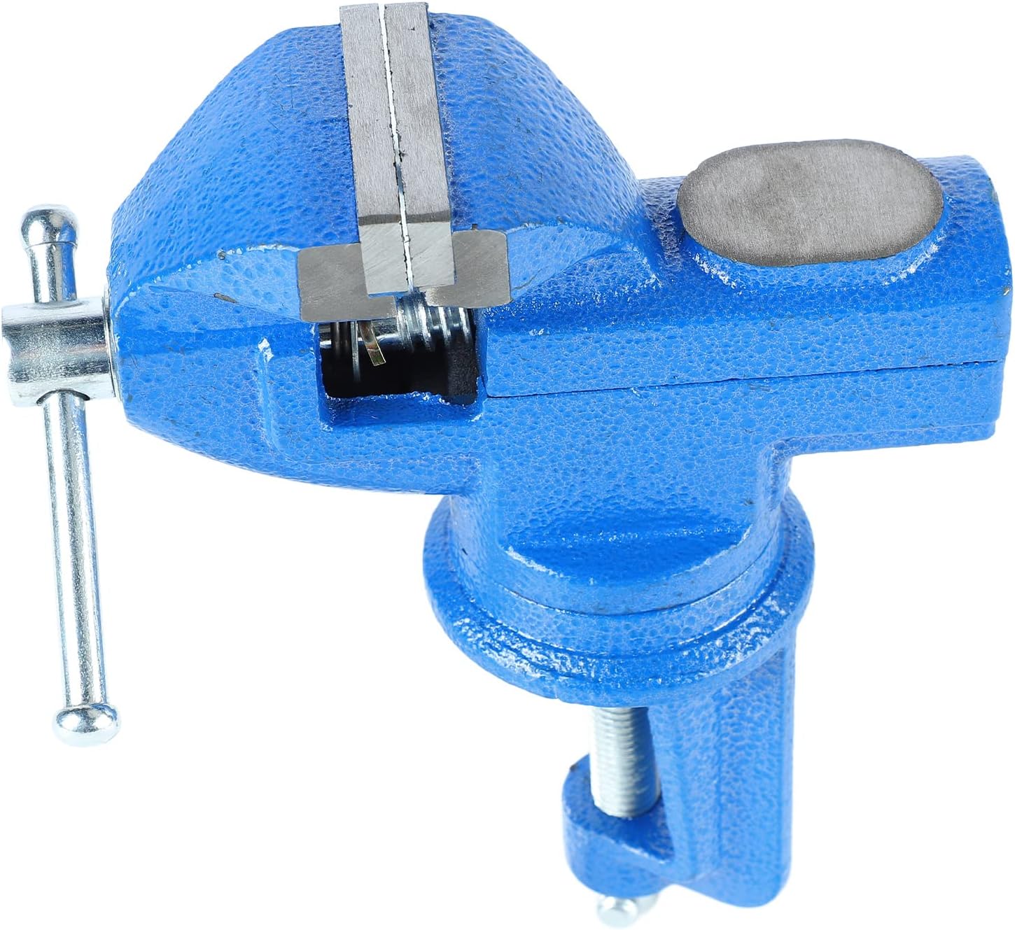 Bench Vise, Cast Steel, 360 Degree Rotation, Mini Table Vise for Woodworking and Jeweler, Portable Work Table Clamping Tool (50mm/2in (1.5kg) Blue)