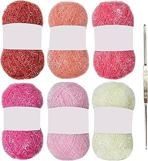 Beimus Hilo de ganchillo brillante de 120 yardas para tejer tela de cocina, hilo de poliéster cada uno de 1.76 oz/50 g de hilo de tejer de poliéster