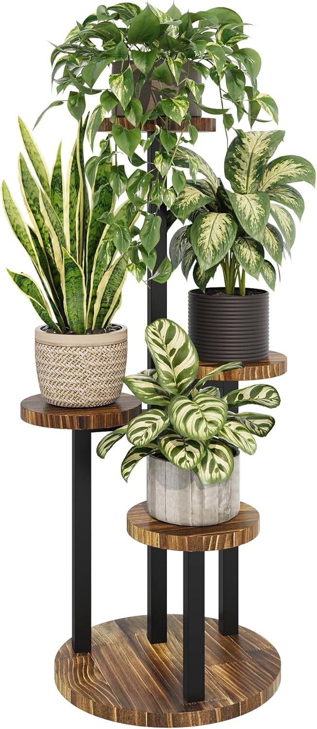 Bamworld Plant Stand with Grow Lights Indoor Plant Stand Tall Metal Wood Plant Shelf Outdoor Corner Plant Stands Indoor Plant Table Rack 5 Tier Tier Plant Stand Garden Accessories for Living Room Balcony Patio