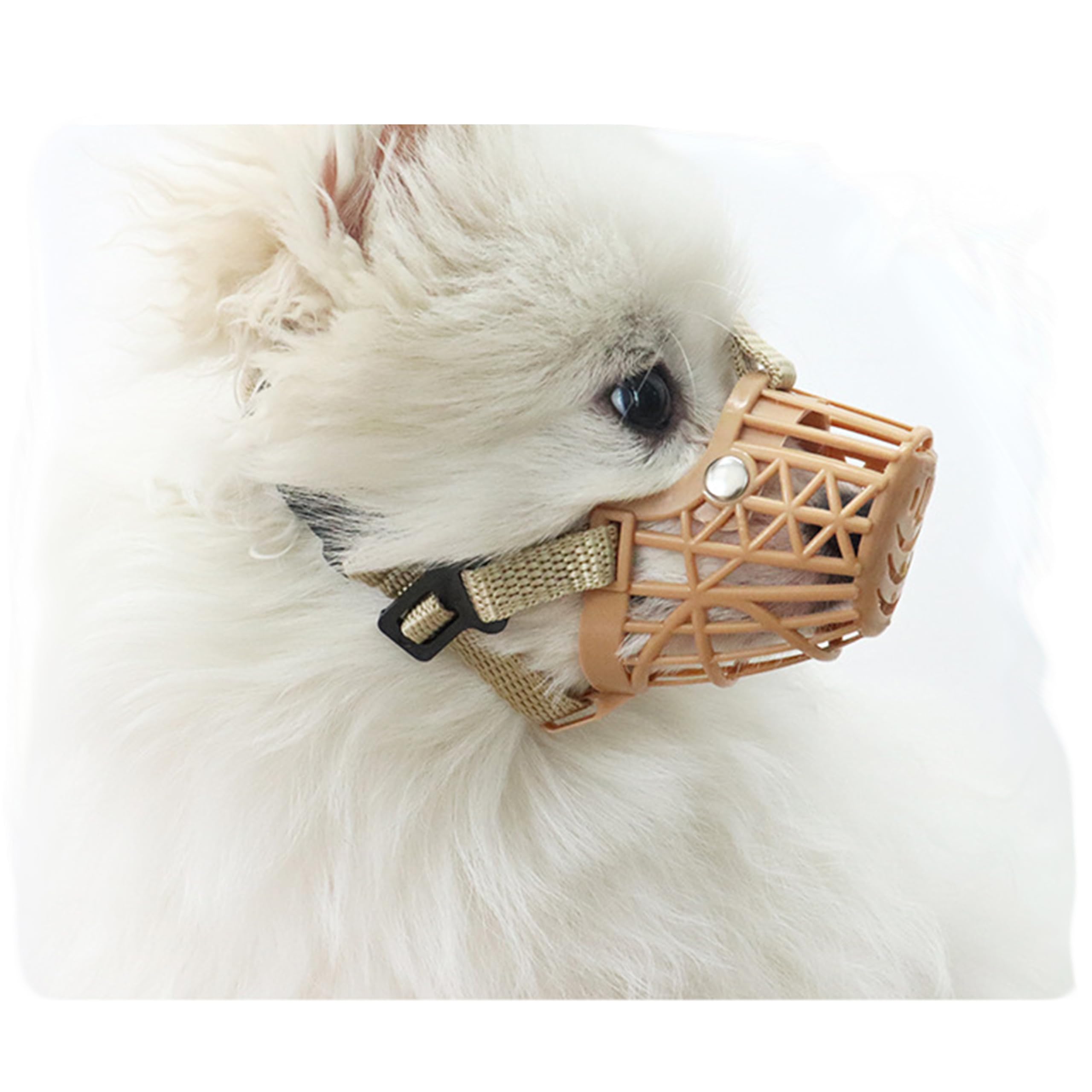 Classic Basket Dog Muzzle - Dog can Pant and Drink,Breathable Adjustable Padded Muzzle for Small Medium Large Dogs,Prevents Biting Barking and Chewing (Brown, 1#XXS)